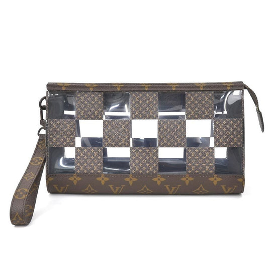 LOUIS VUITTON Clutch Bag Monogram Chess Stand Pouch PVC/Monogram Canvas Brown Men's M81588