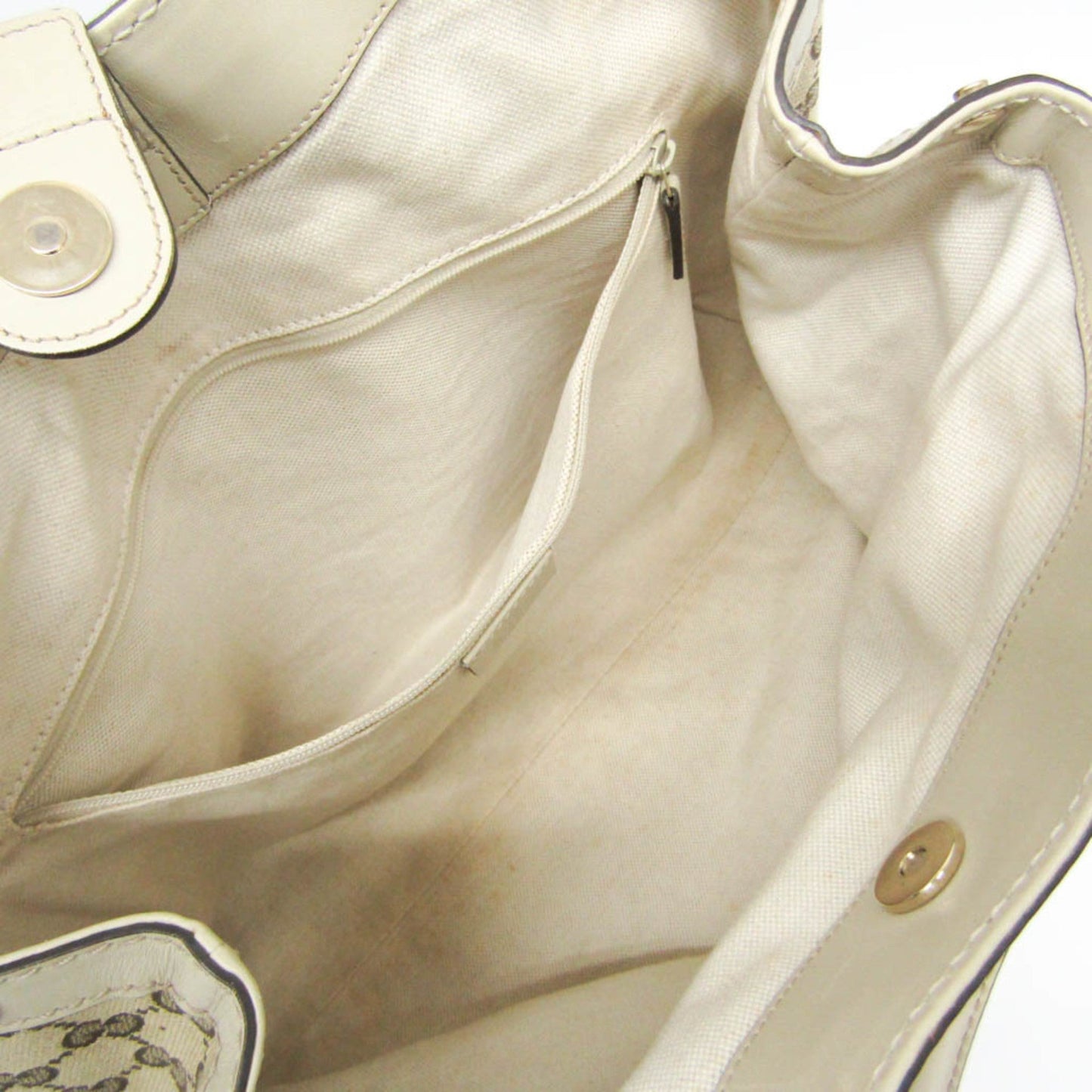 Gucci Beige Brown Cream Leather Canvas Handbag ( )