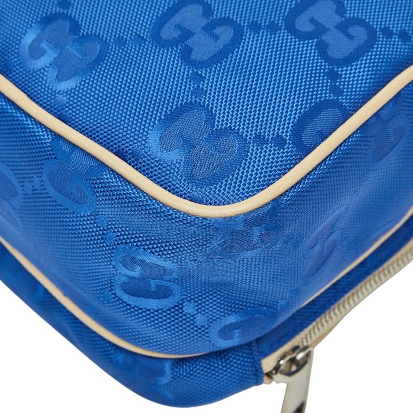 Gucci Blue Nylon Leather Handbag Shoulder Bag ( )