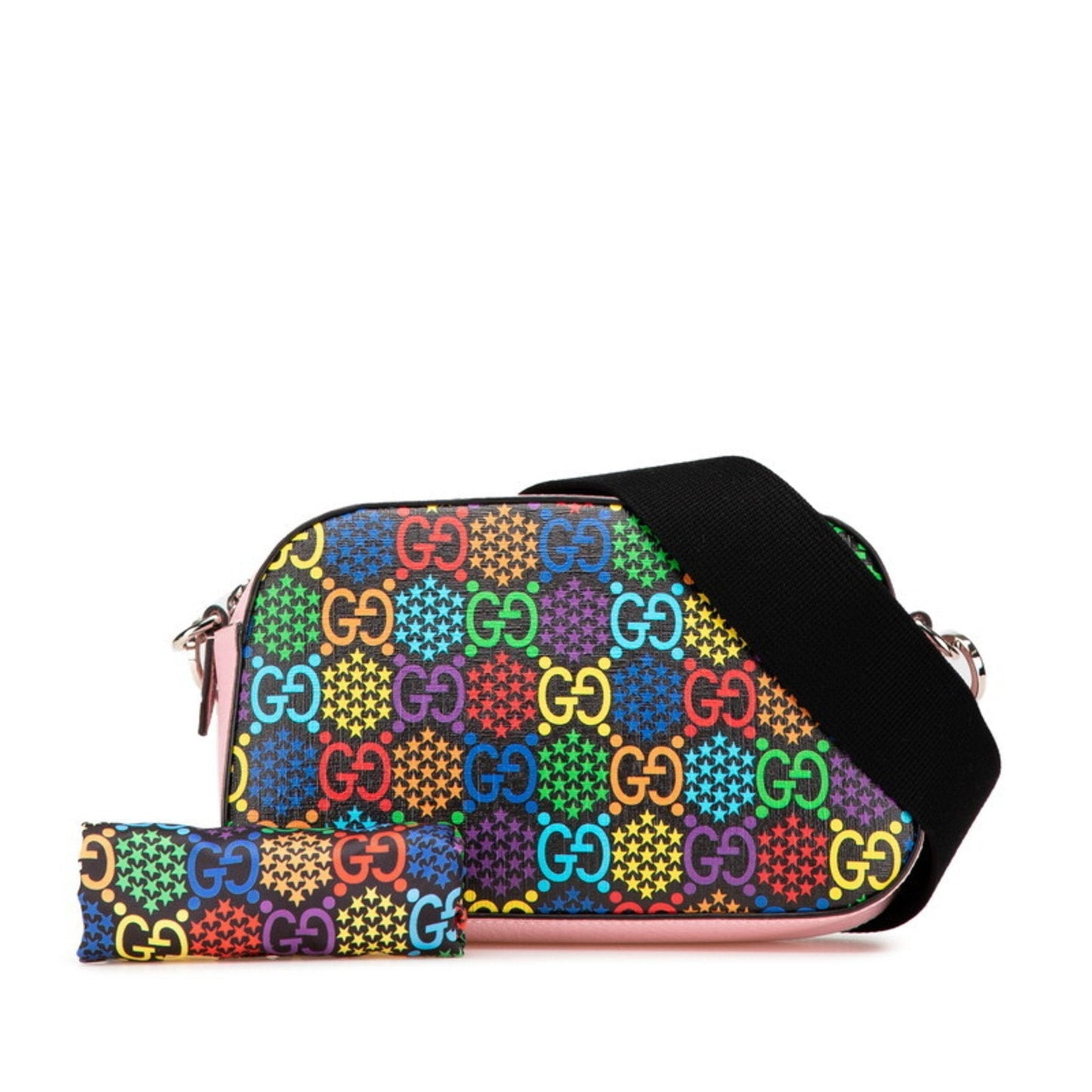 Gucci Black Multi-Color Pink Pvc Leather Shoulder Bag ( )