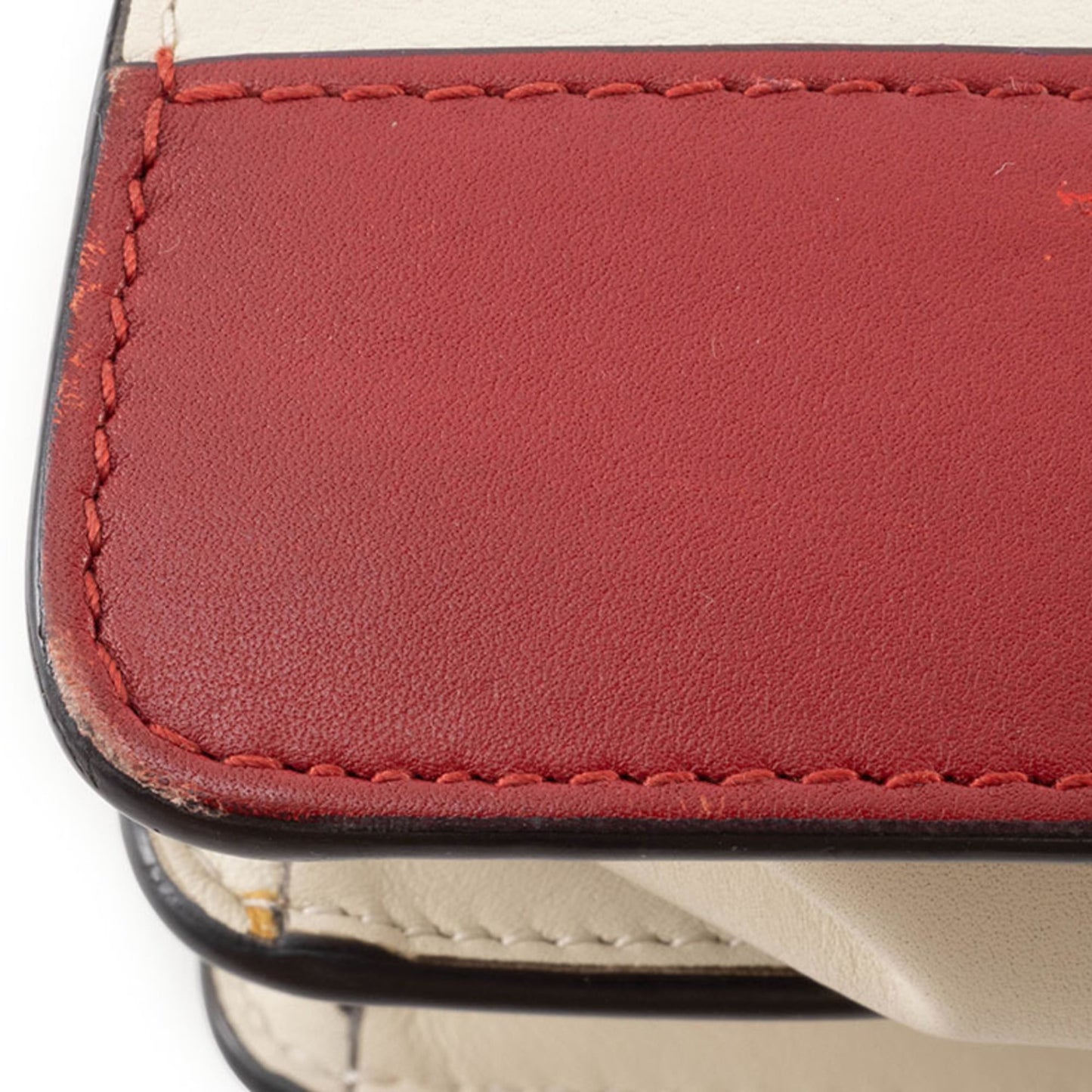 Gucci Ivory Navy Red Color Bamboo Leather Shoulder Bag ( )