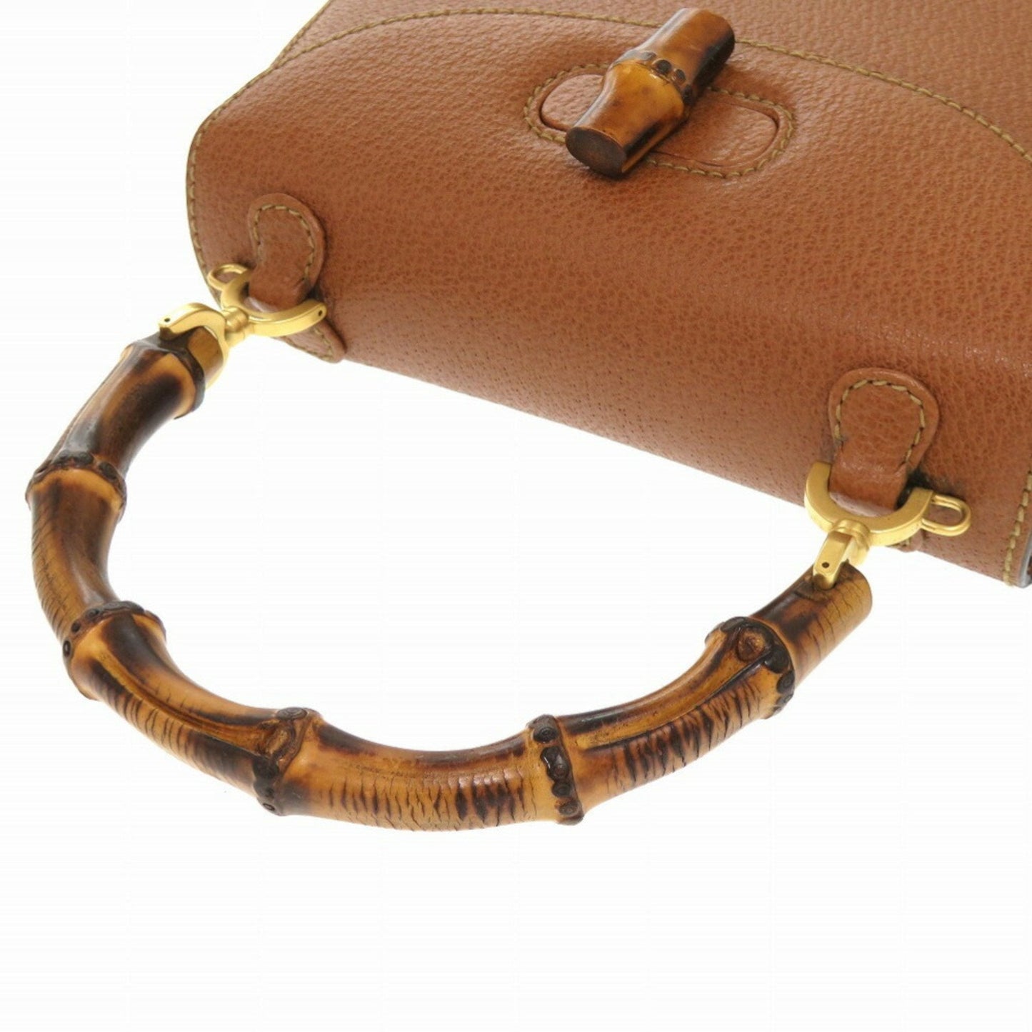 Gucci Brown Bamboo Leather Handbag ( )