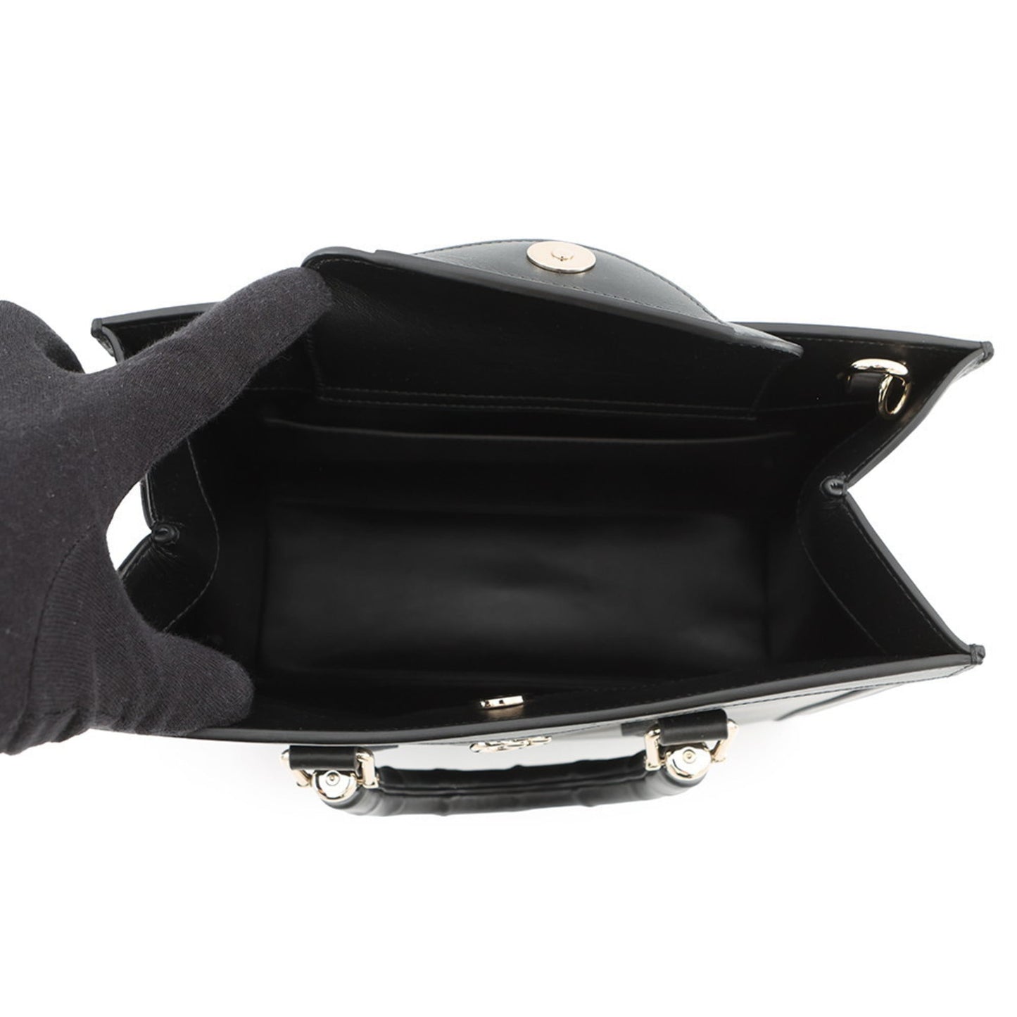 Gucci Black Leather Handbag Shoulder Bag Tote Bag ( )