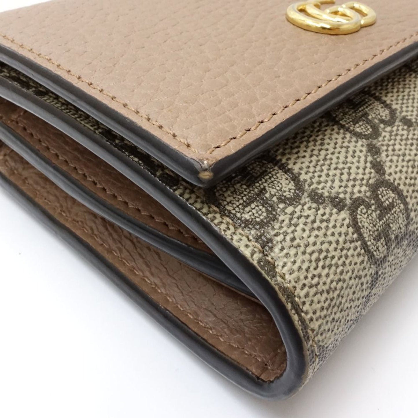 Gucci Beige Pink Beige Canvas Leather Wallet (Bi-Fold) ( )