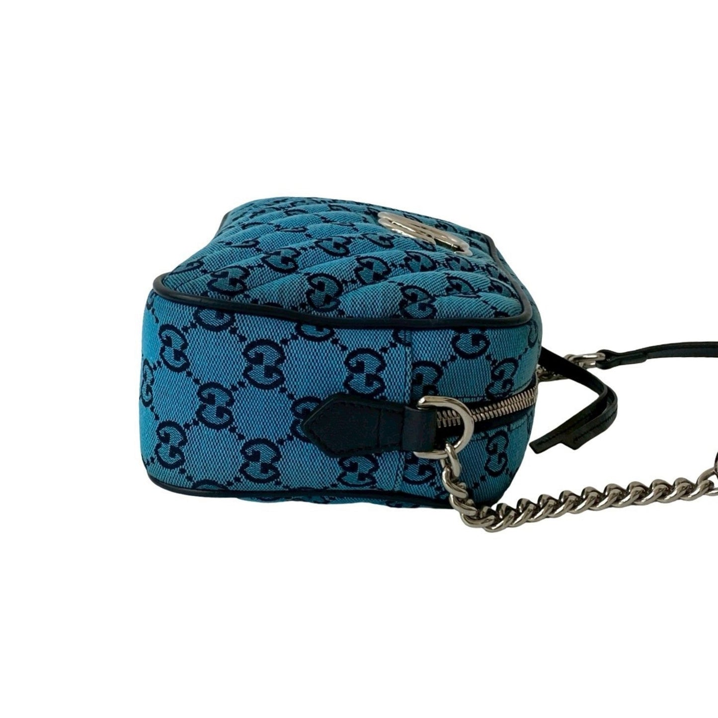Gucci Blue Navy Canvas Leather Pochette Shoulder Bag ( )