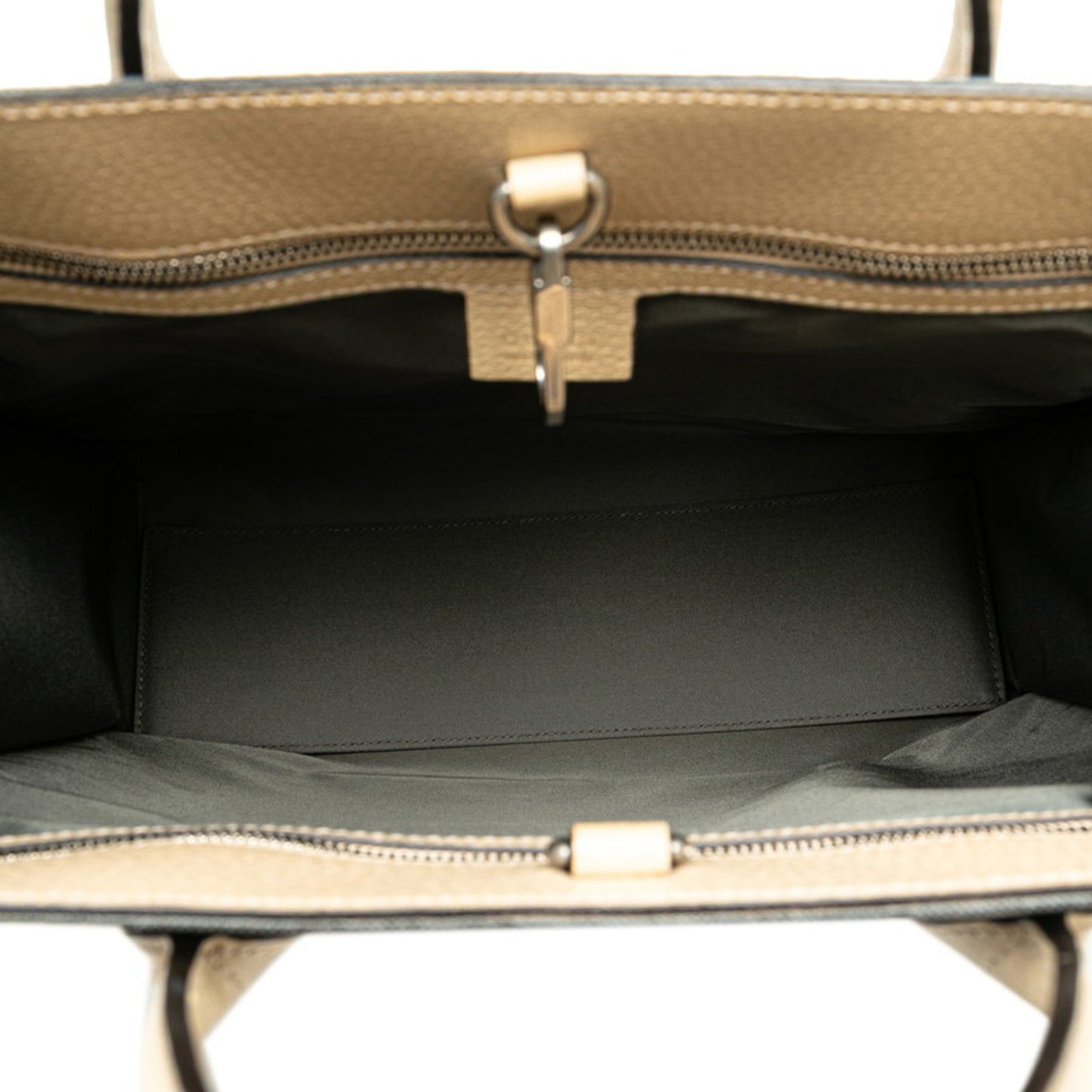 Gucci Beige Gray Nylon Leather Handbag Shoulder Bag ( )