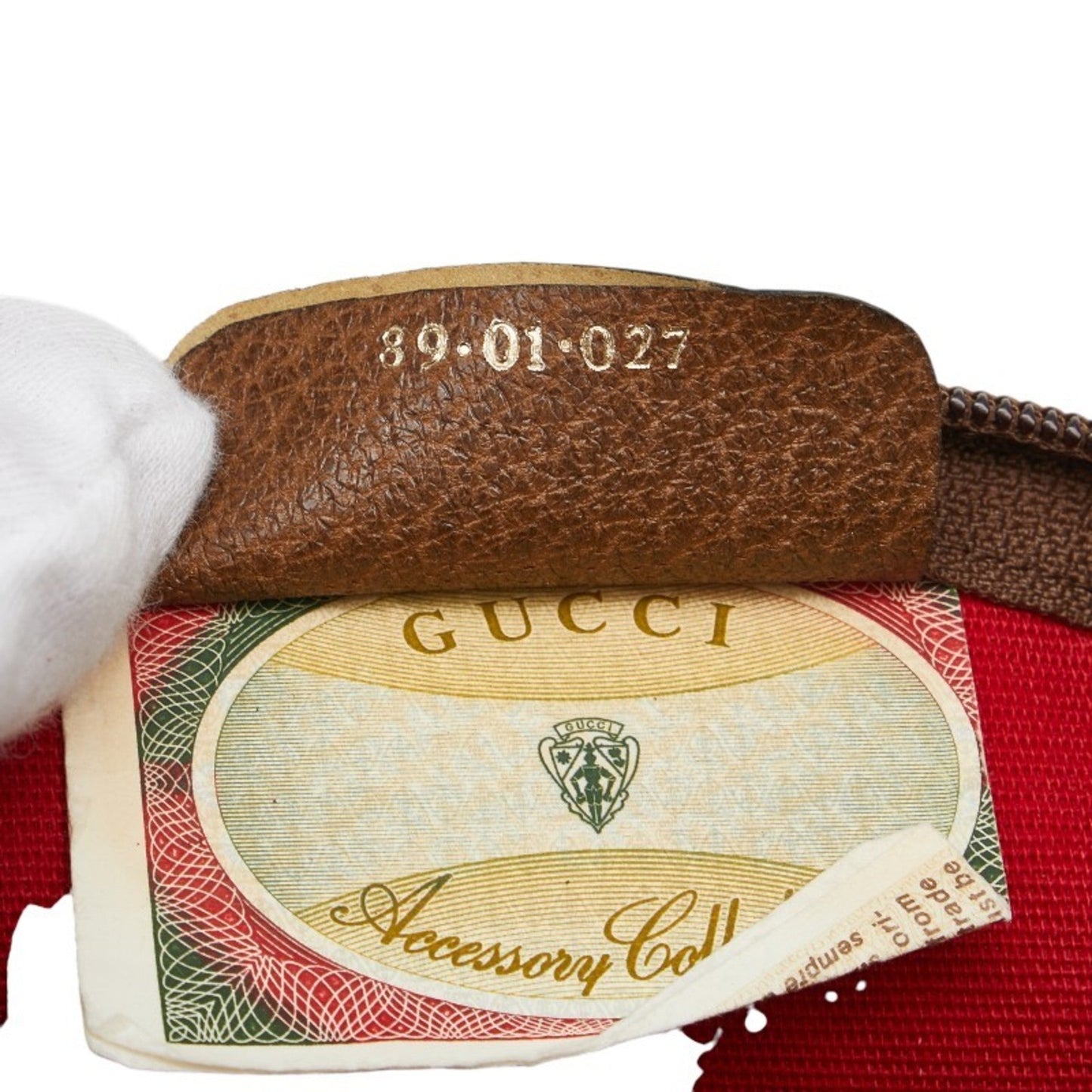 Gucci Brown Red Color Pvc Leather Pouch ( )