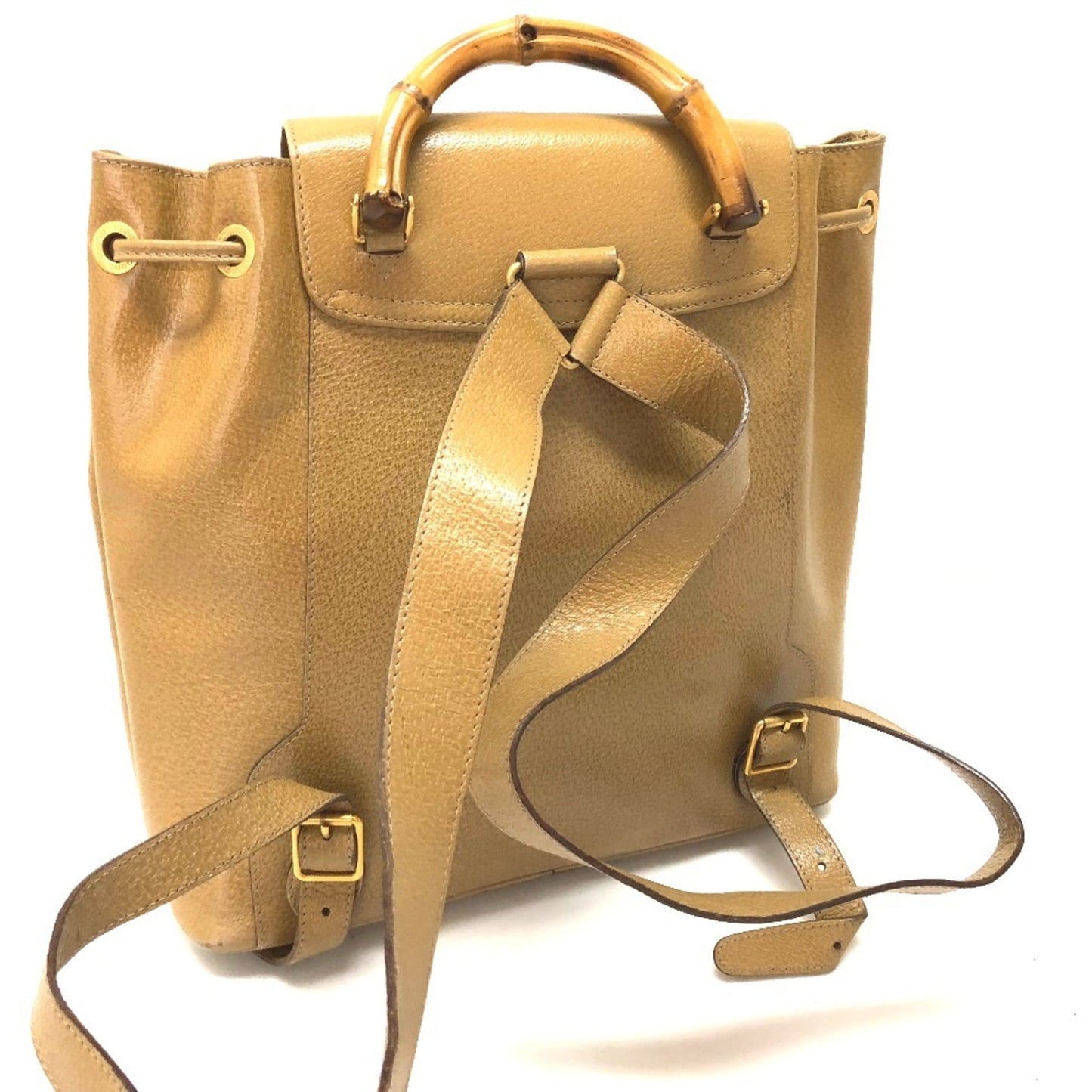 Gucci Bamboo Beige Leather Backpack ( )