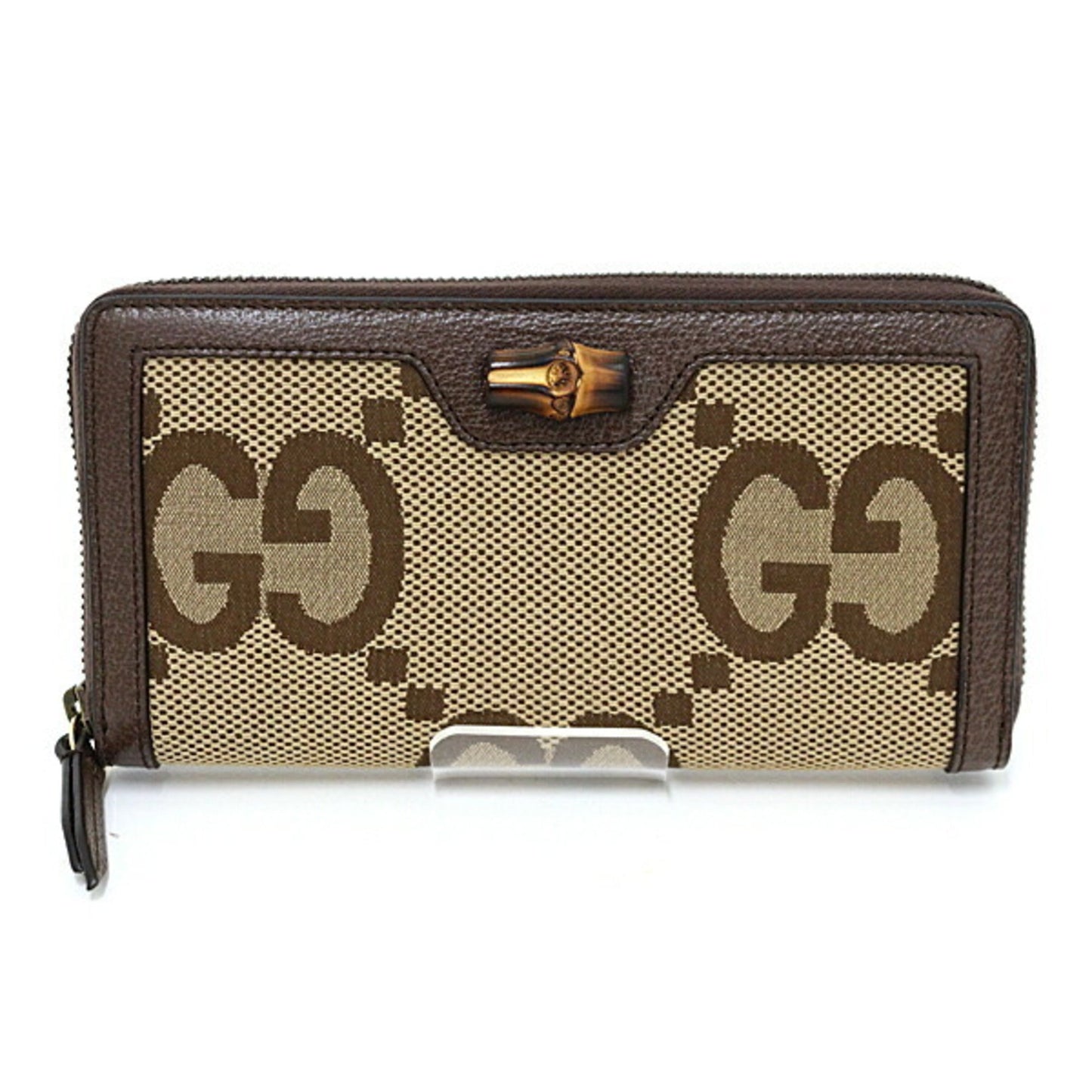 Gucci Beige Brown Canvas Leather Long Wallet (Bi-Fold) ( )