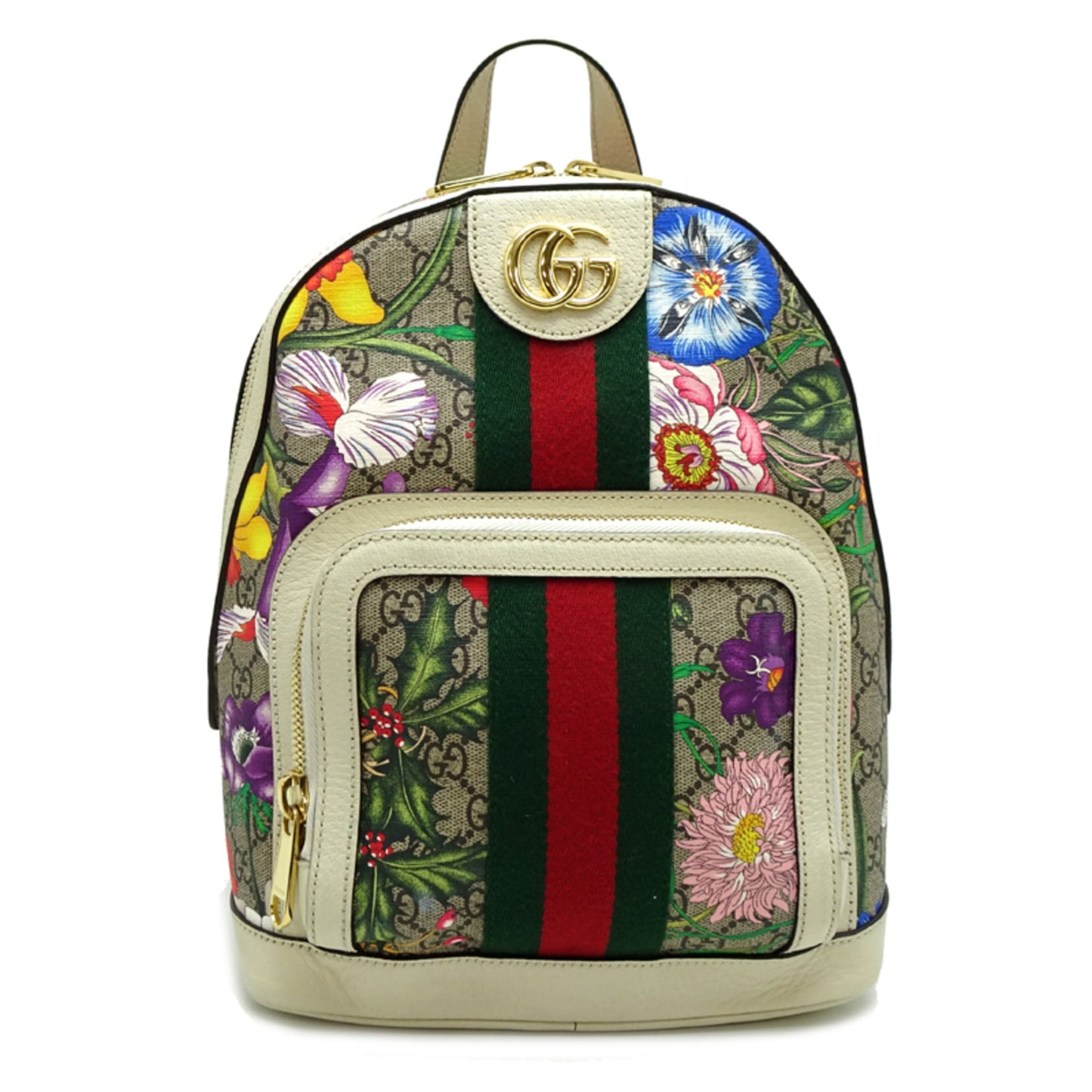 Gucci Beige White Gg Supreme Leather Backpack ( )