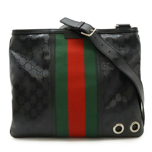 Gucci Black Green Red Color Gg ImprimÃ© Leather Shoulder Bag ( )