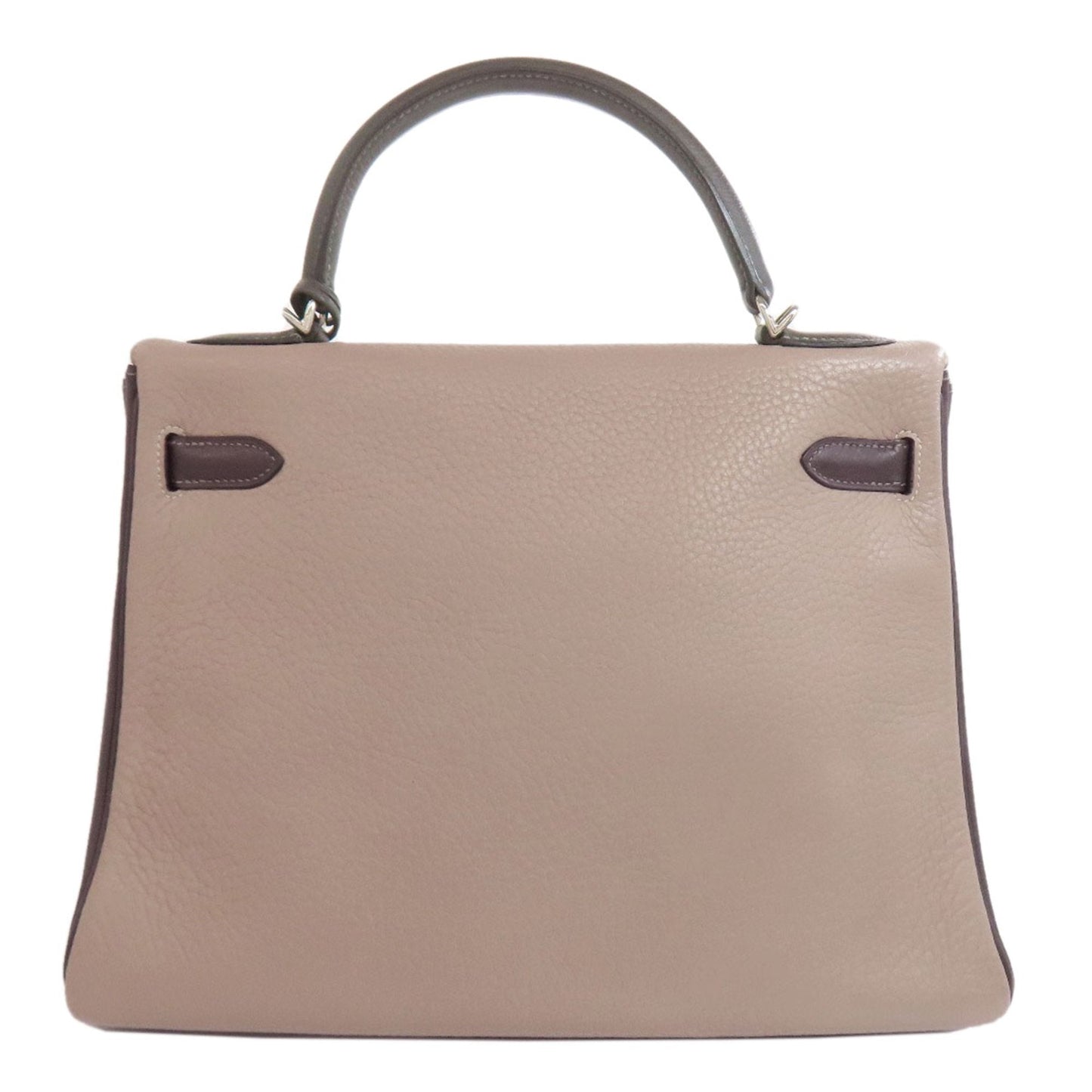 Hermes Kelly Beige Gray Taurillon Clemence Leather Handbag ( )