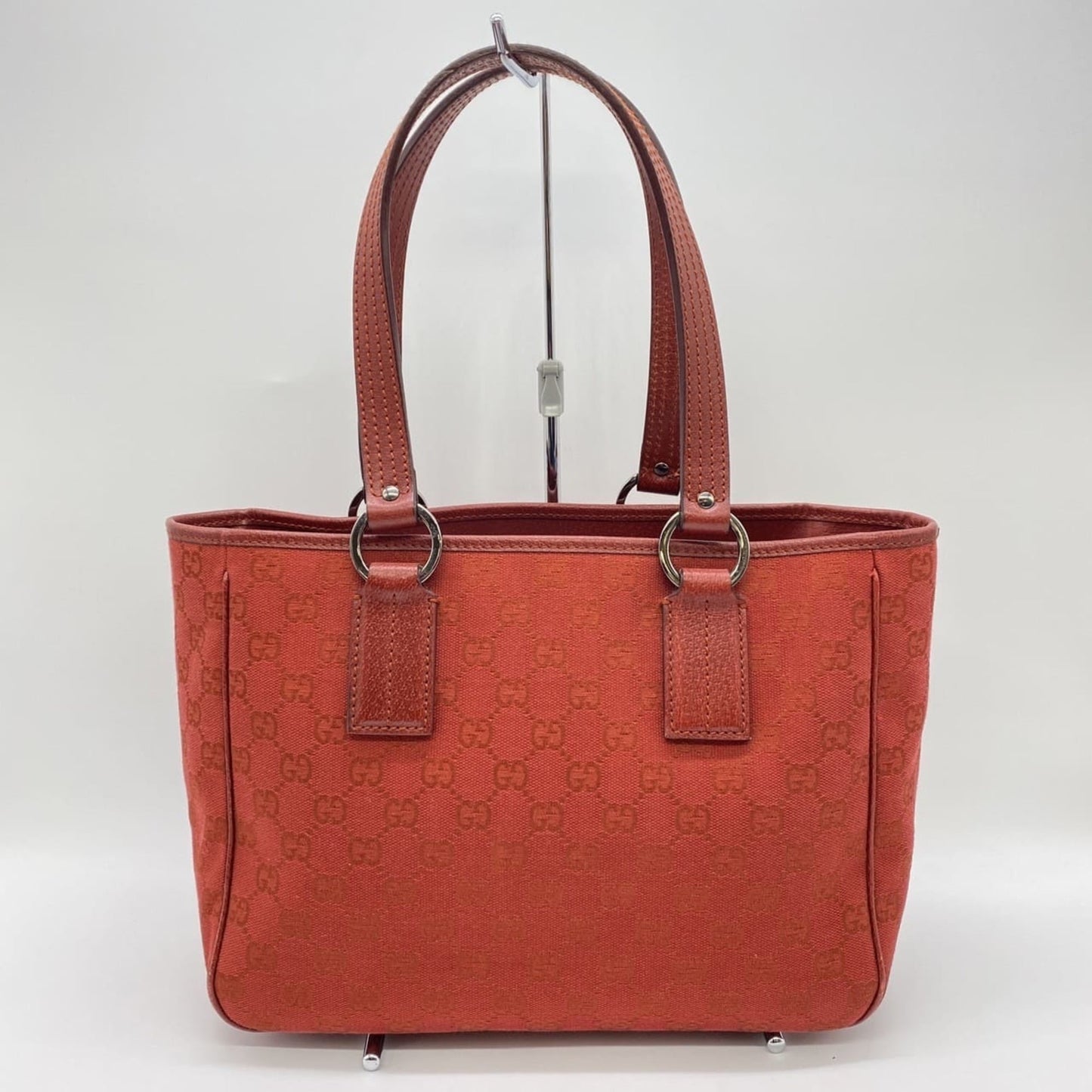 Gucci Red Color Gg Canvas Handbag Tote Bag ( )
