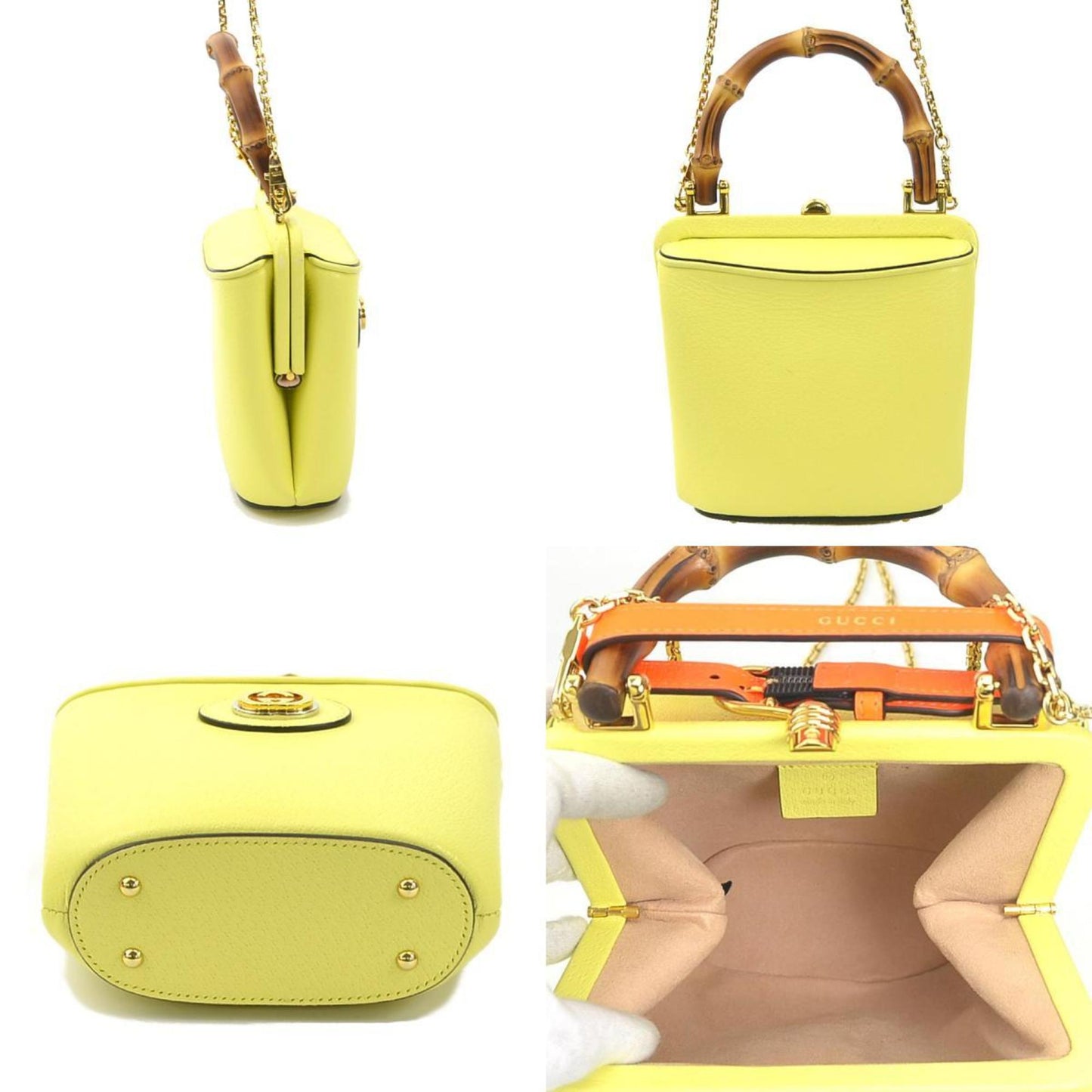 Gucci Yellow Leather Handbag Shoulder Bag ( )