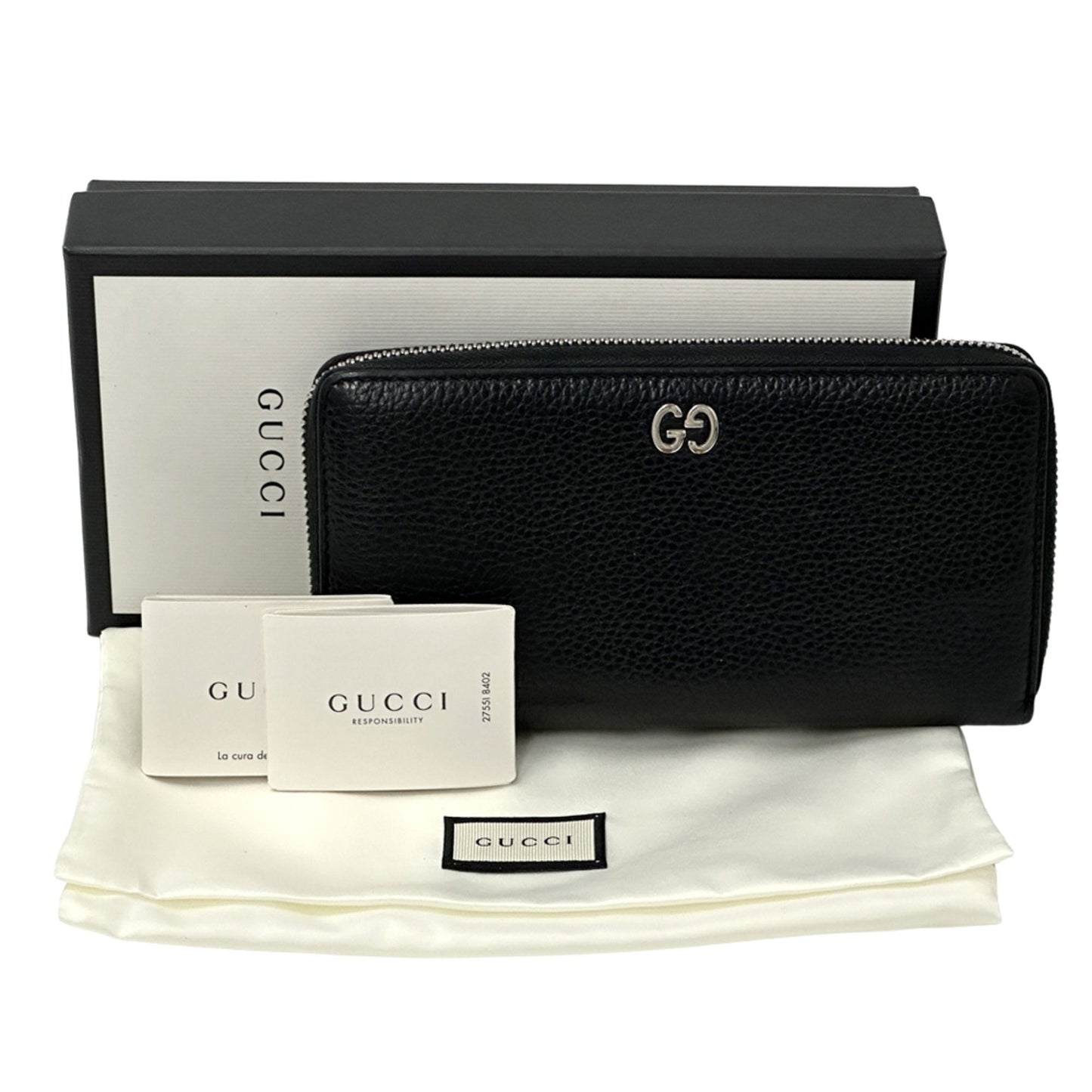 Gucci Black Leather Long Wallet (Bi-Fold) ( )