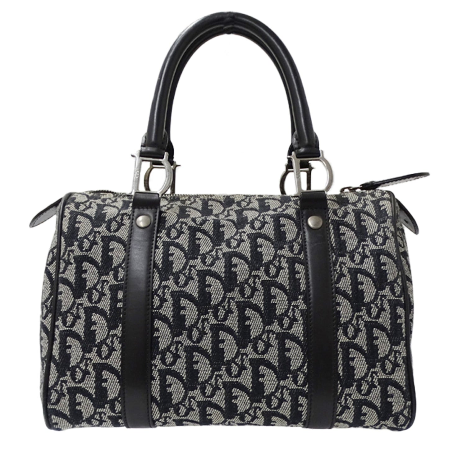 Christian Dior Black Canvas Boston Bag Handbag ()