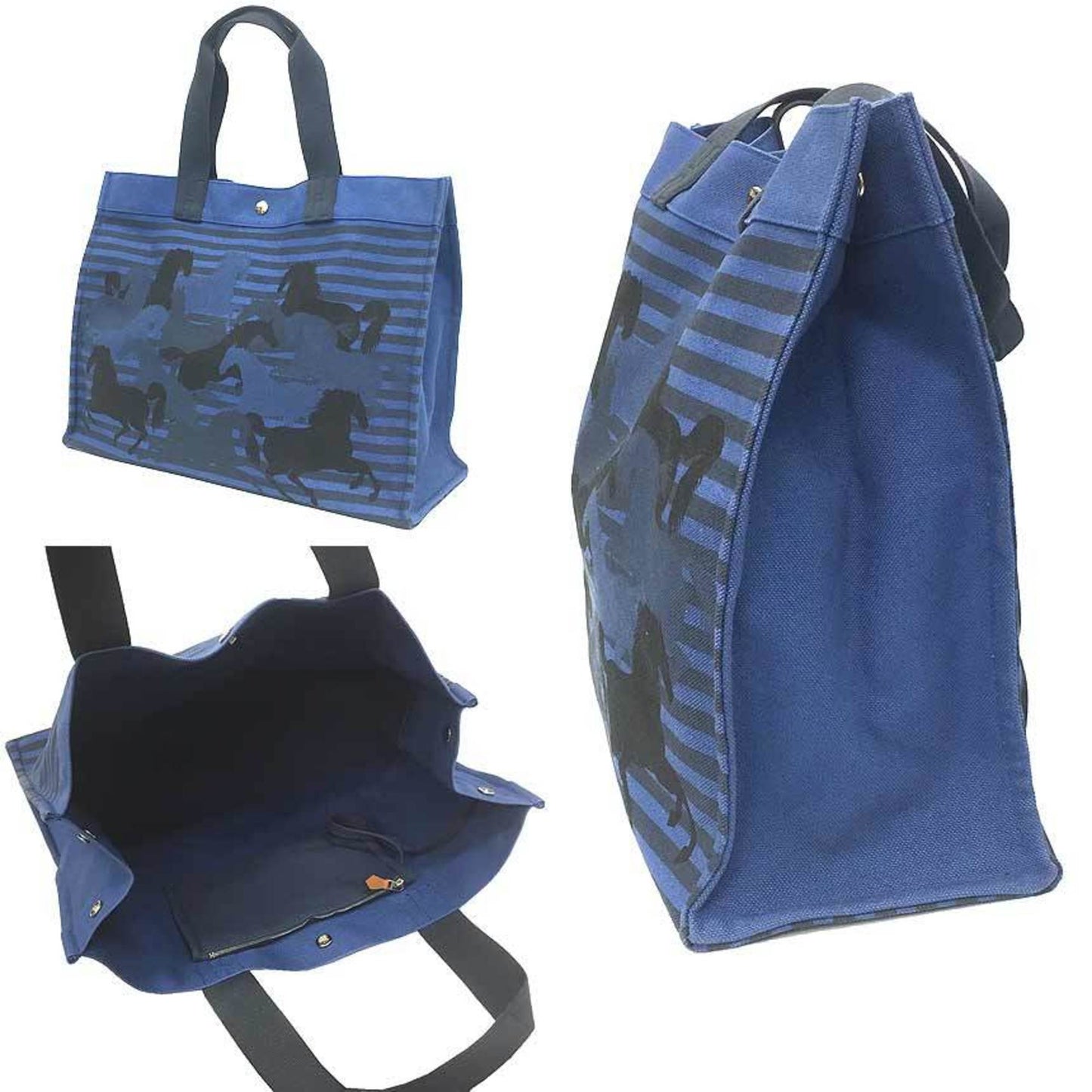 Hermes Navy Canvas Tote Bag ( )