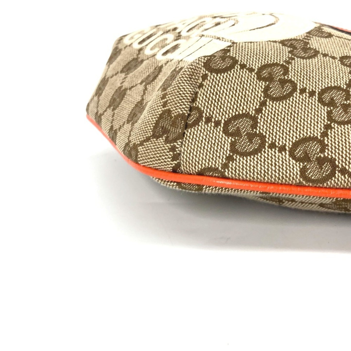 Gucci Beige Orange Leather Canvas Sling Bag ( )