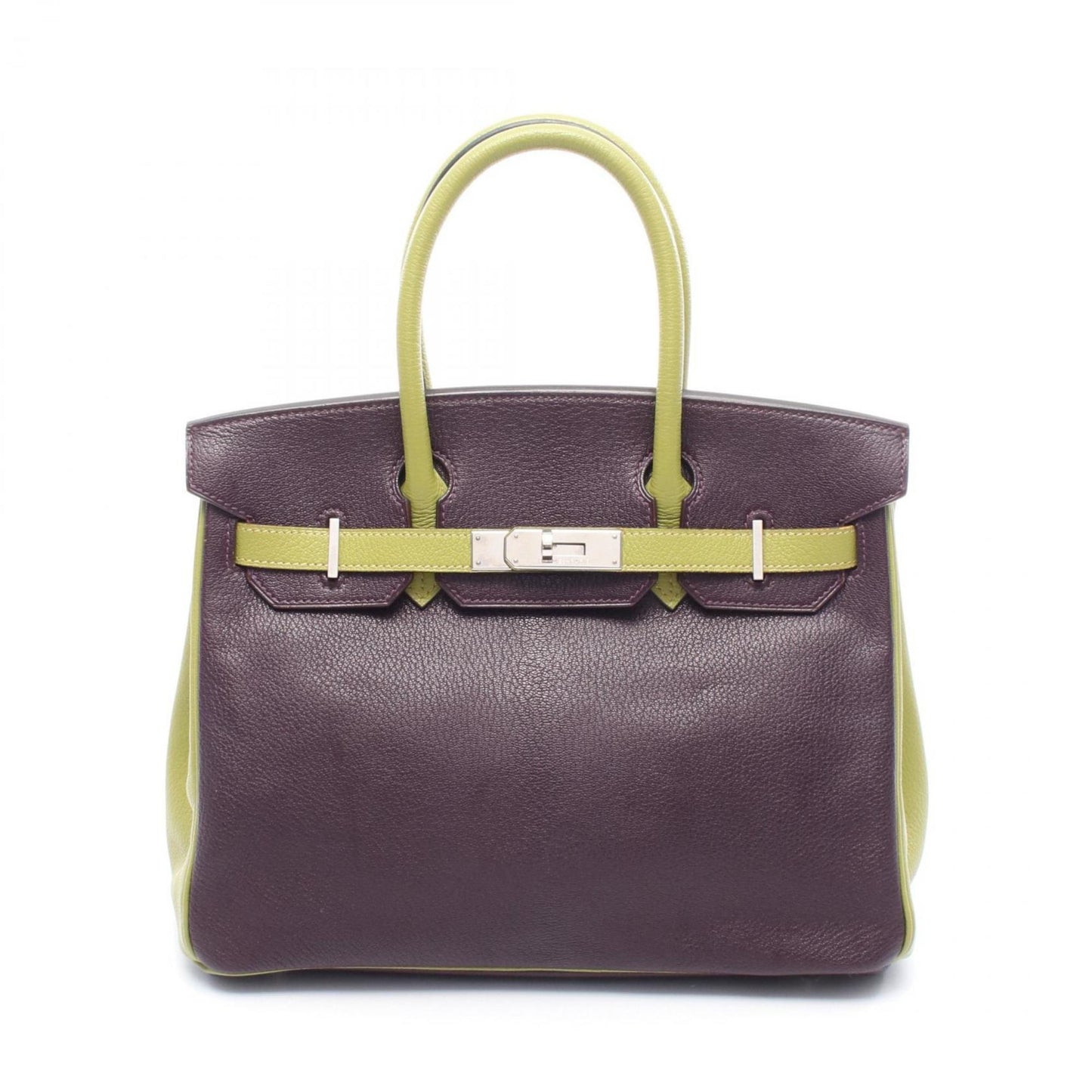 Hermes Green Purple Chevre Leather Leather Handbag ( )