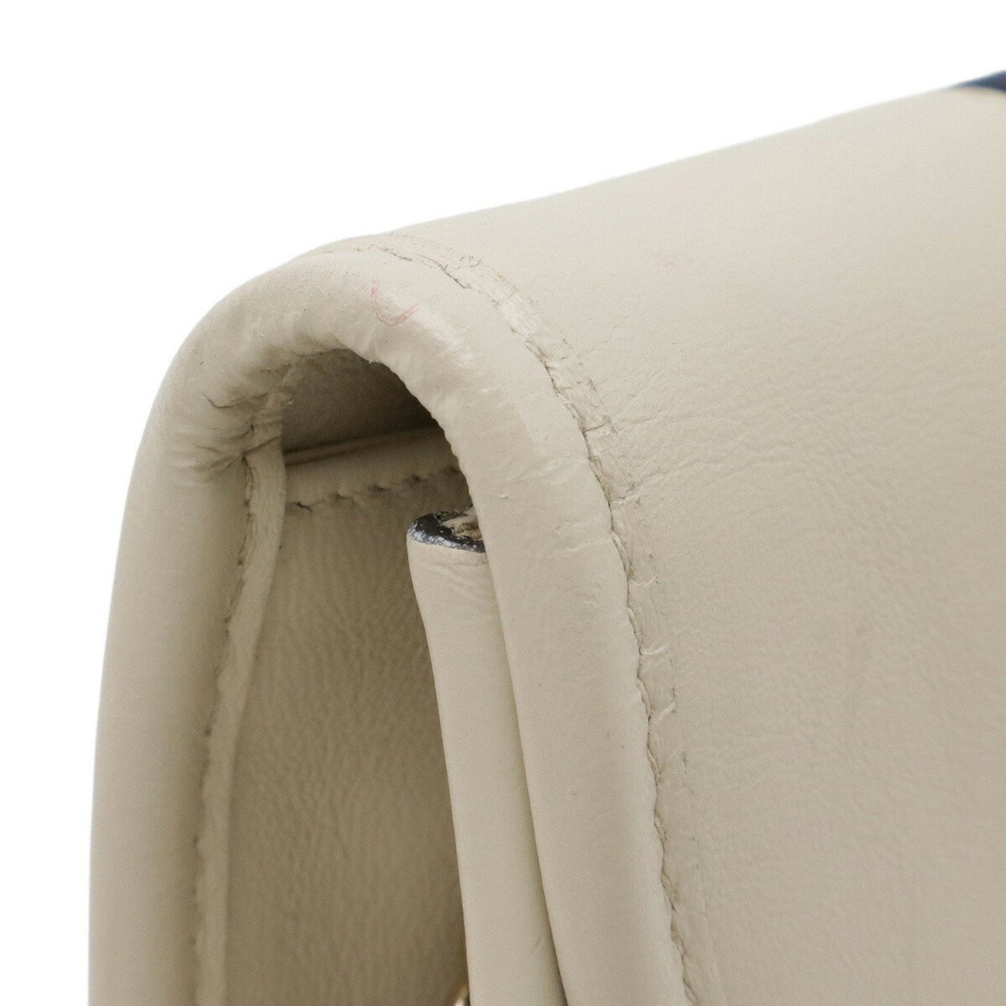 Gucci Ivory Navy Red Color Leather Clutch Bag Shoulder Bag ( )