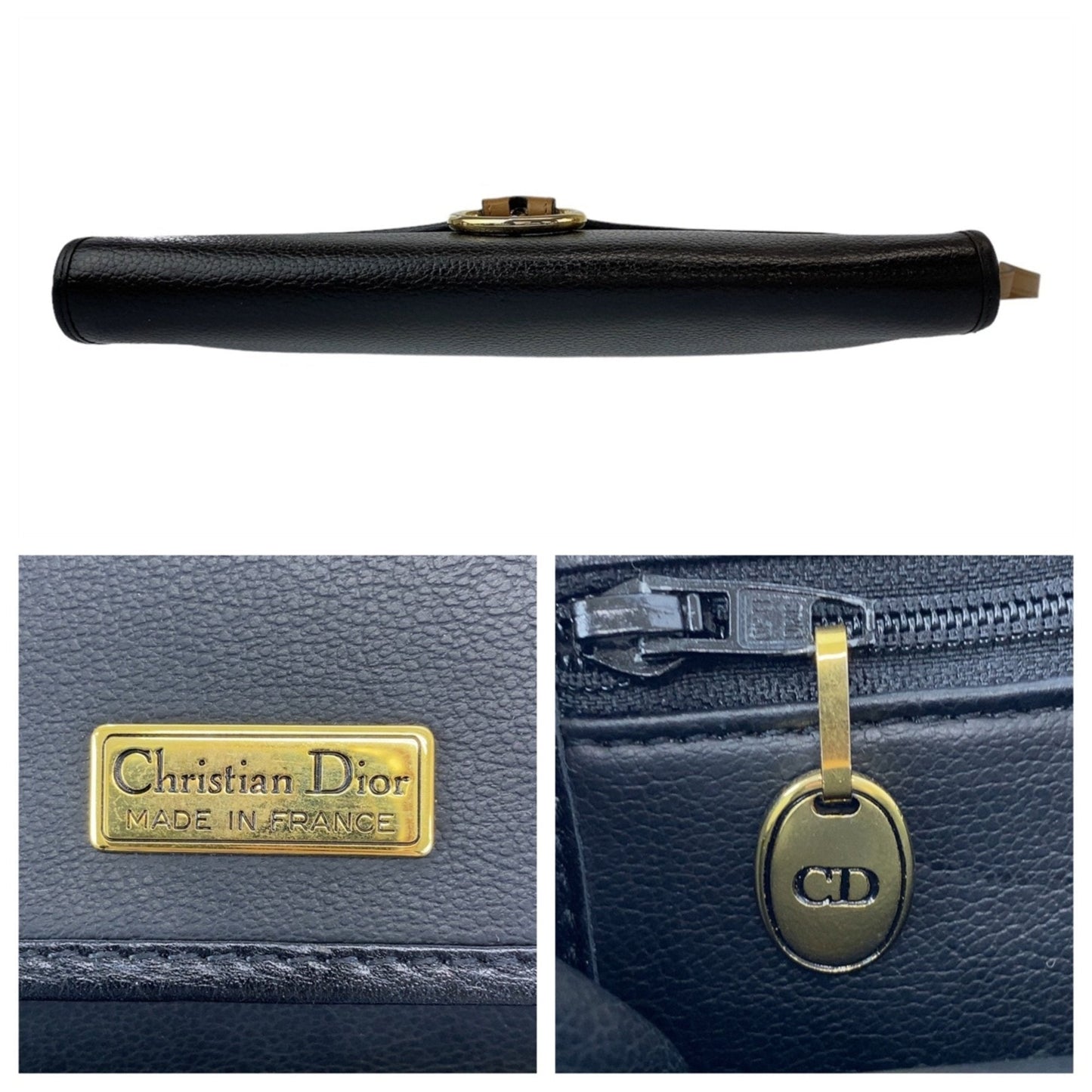 Christian Dior Black Leather Pochette Shoulder Bag ()