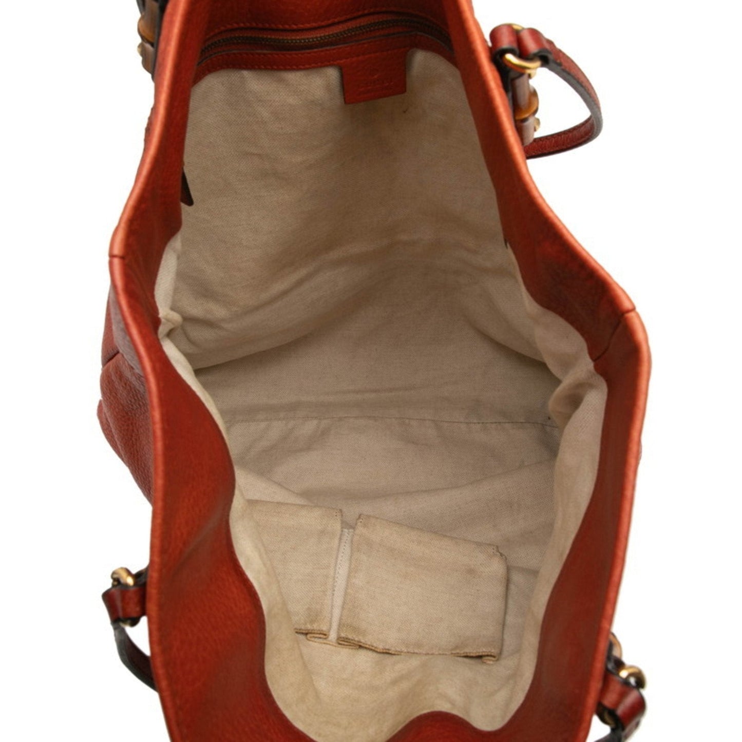 Gucci Brown Red Color Leather Shoulder Bag Tote Bag ( )