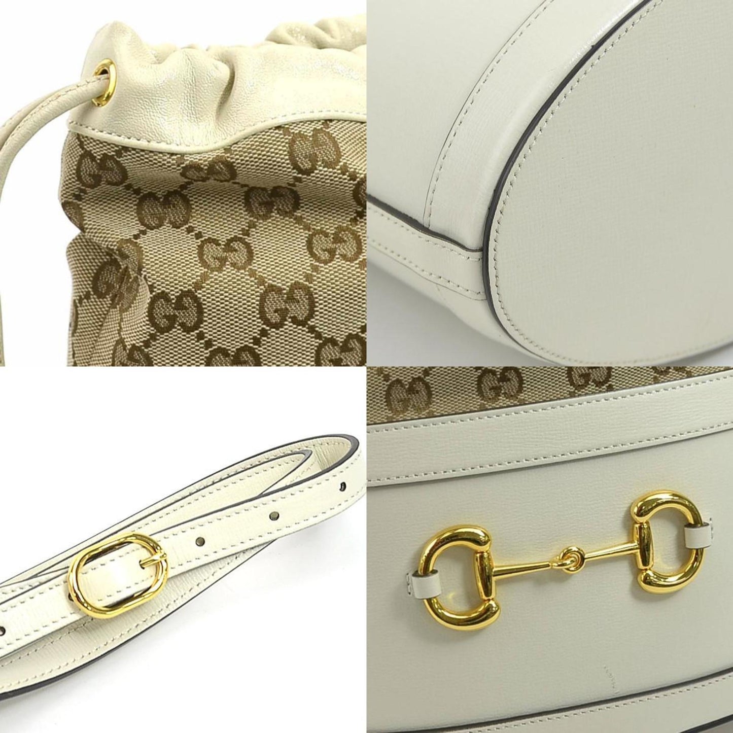 Gucci Ivory Gg Canvas Leather Shoulder Bag ( )
