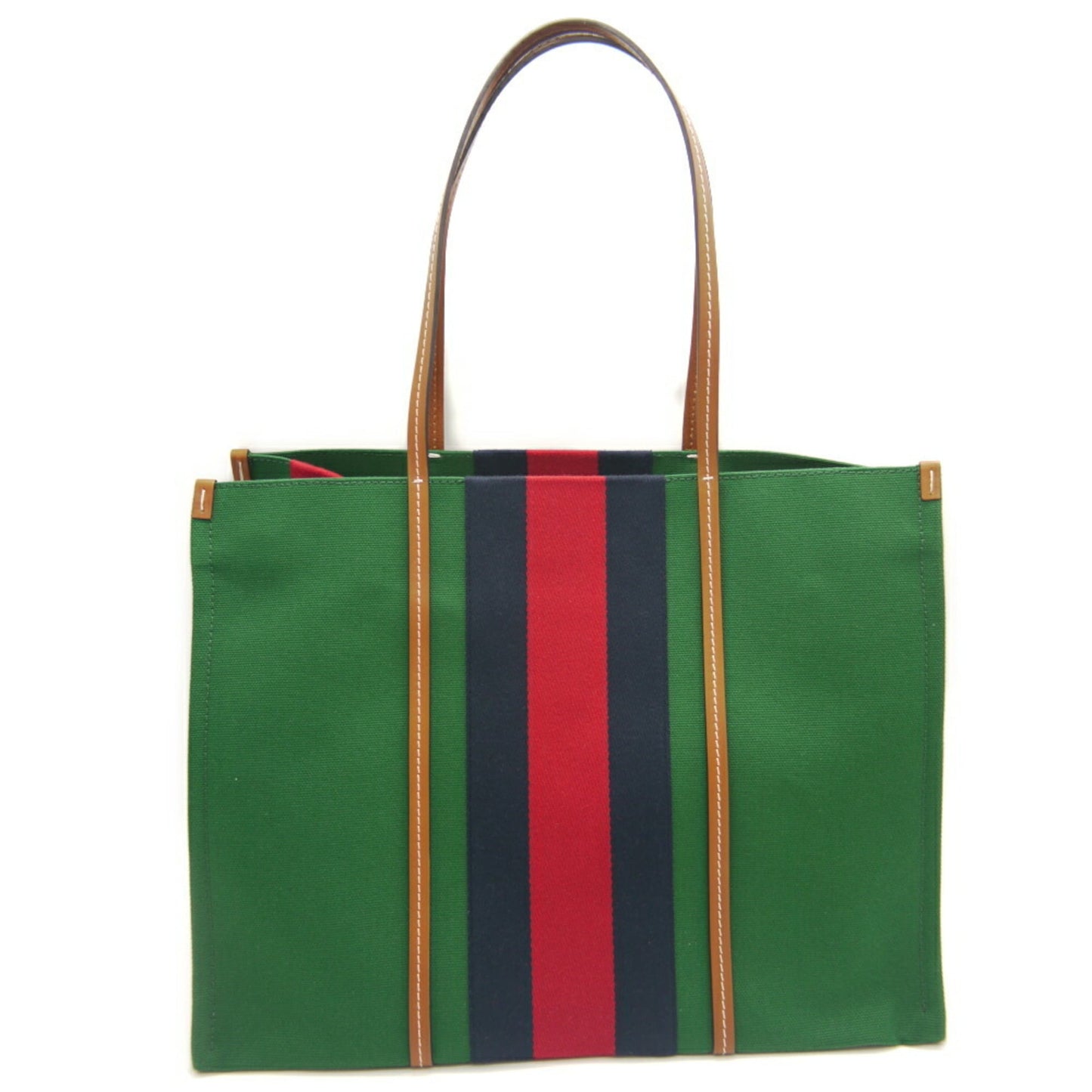 Gucci Green Canvas Leather Shoulder Bag Tote Bag ( )