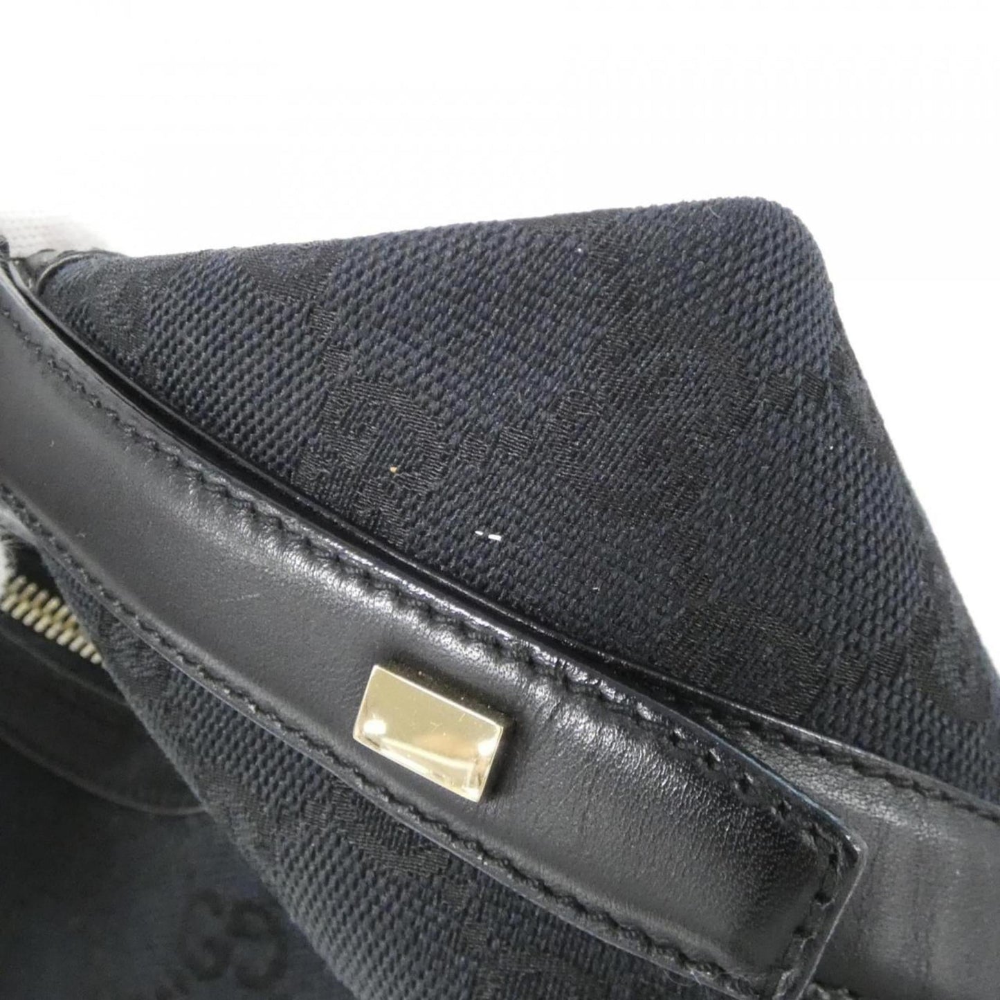 Gucci Black Gg Canvas Leather Shoulder Bag ( )