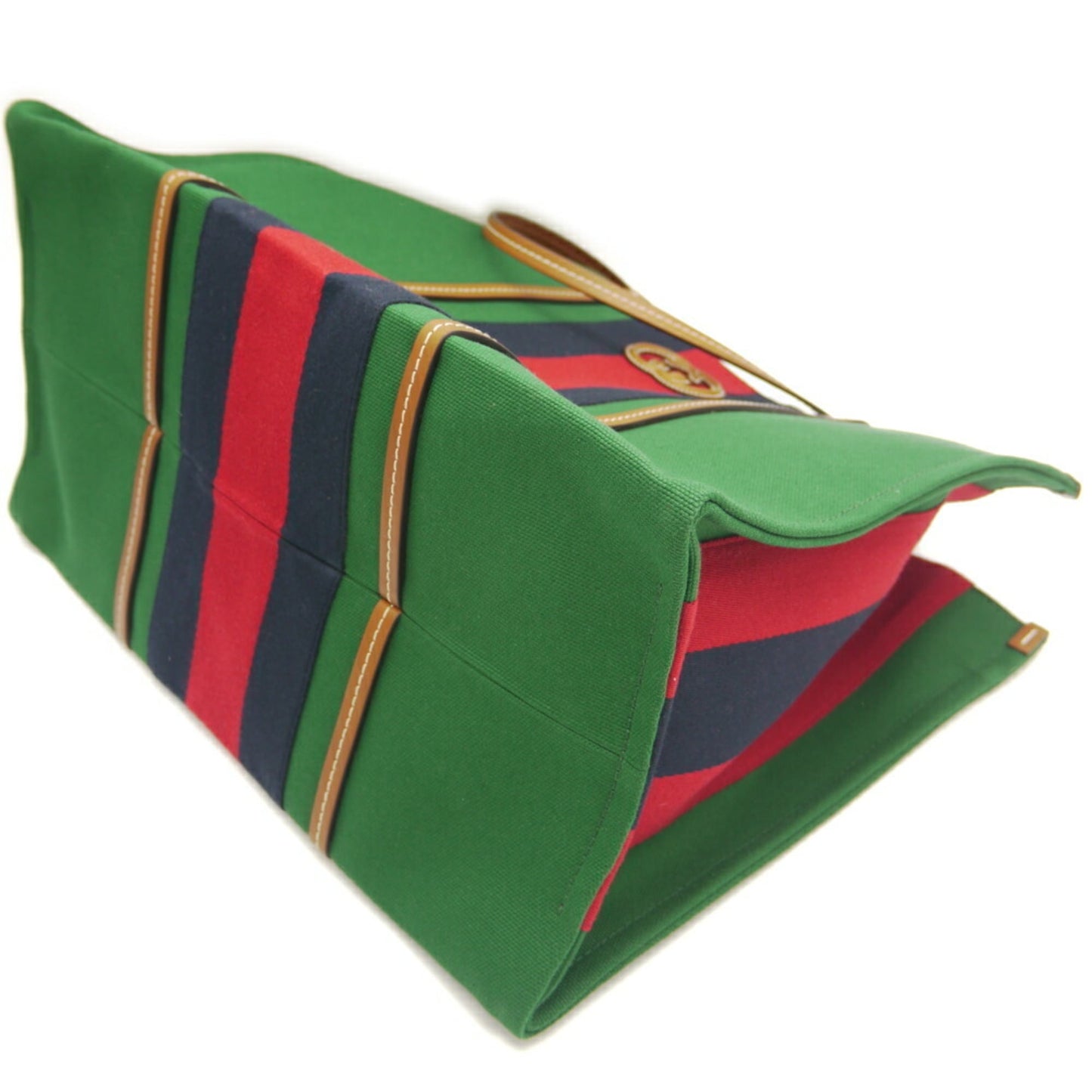 Gucci Green Canvas Leather Shoulder Bag Tote Bag ( )