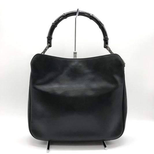Gucci Black Bamboo Leather Handbag Shoulder Bag ( )
