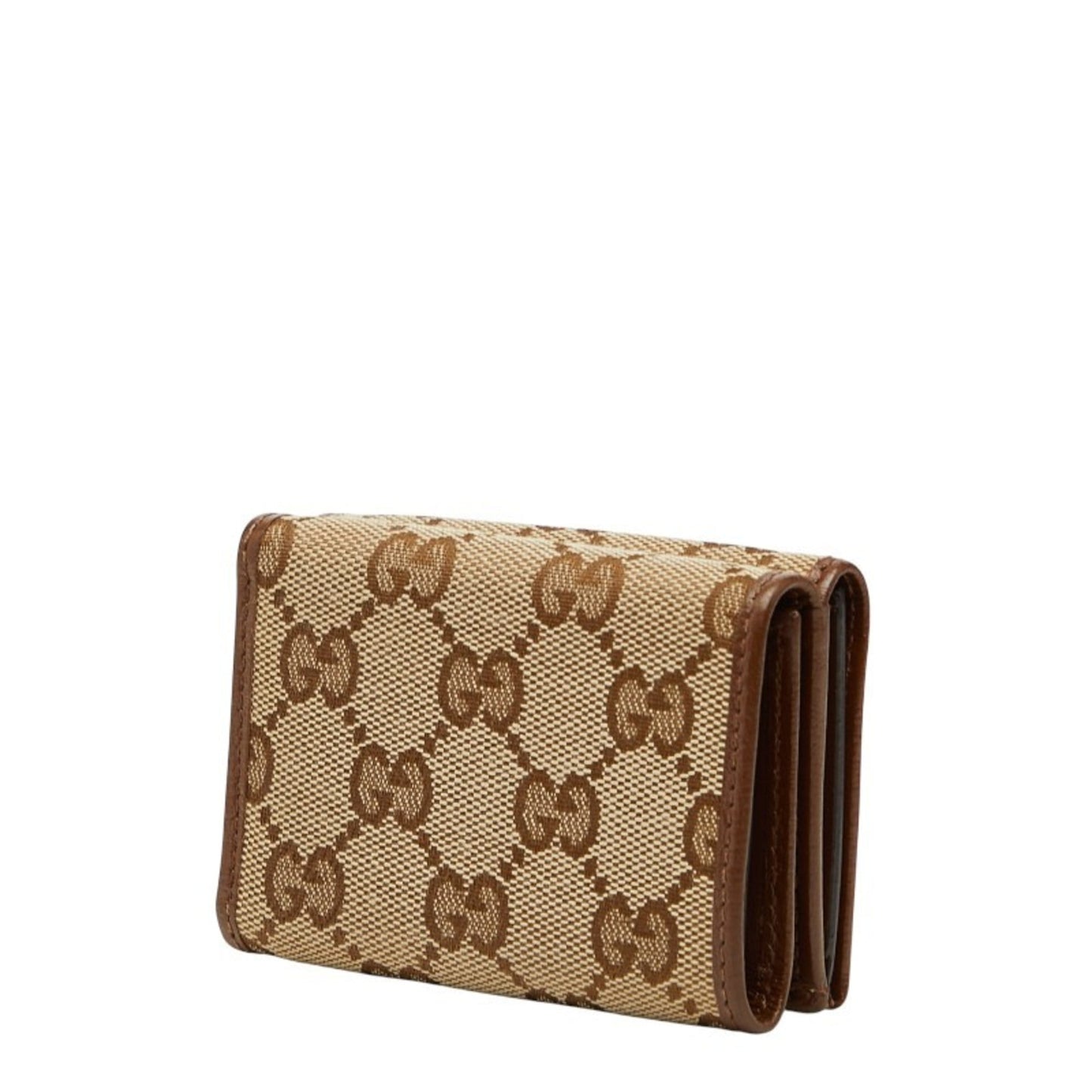 Gucci Beige Brown Canvas Leather Wallet (Tri-Fold) ( )