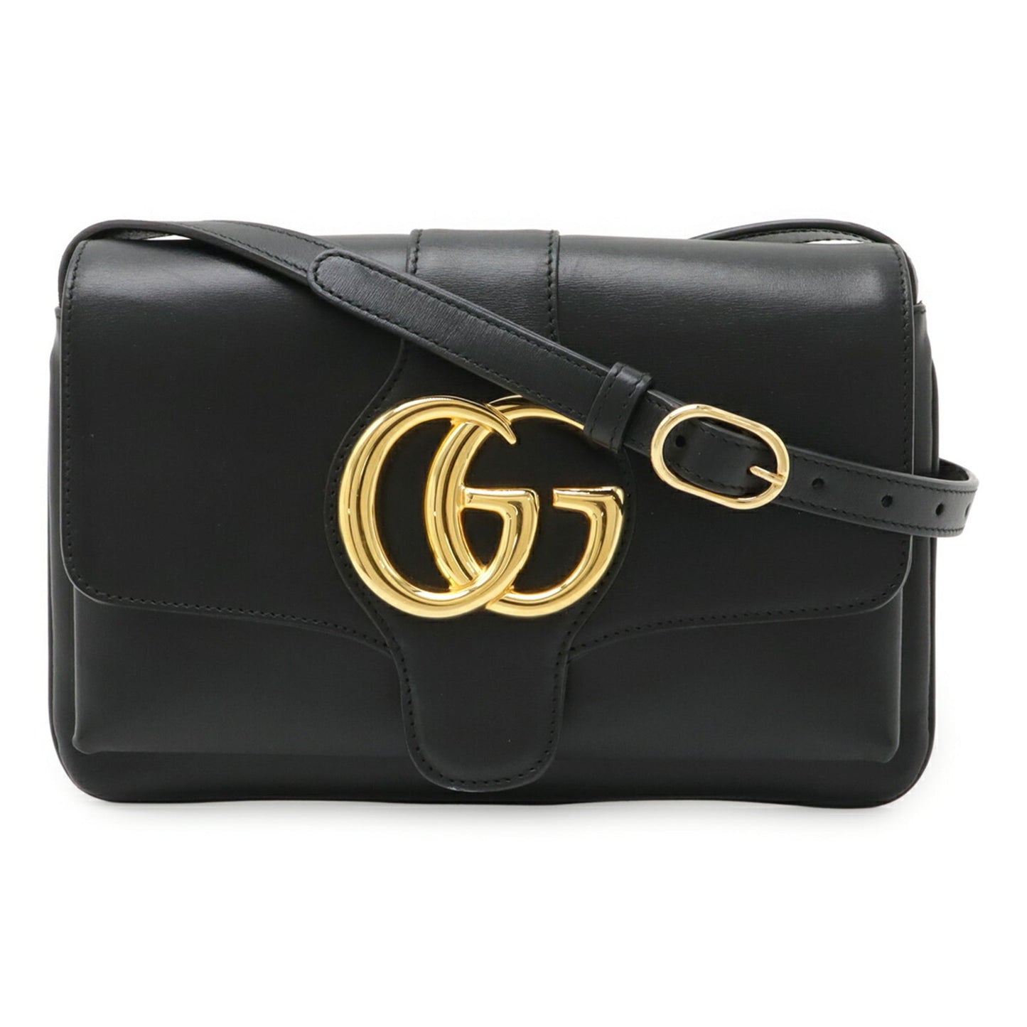 Gucci Gg Marmont Black Leather Pochette Shoulder Bag ( )