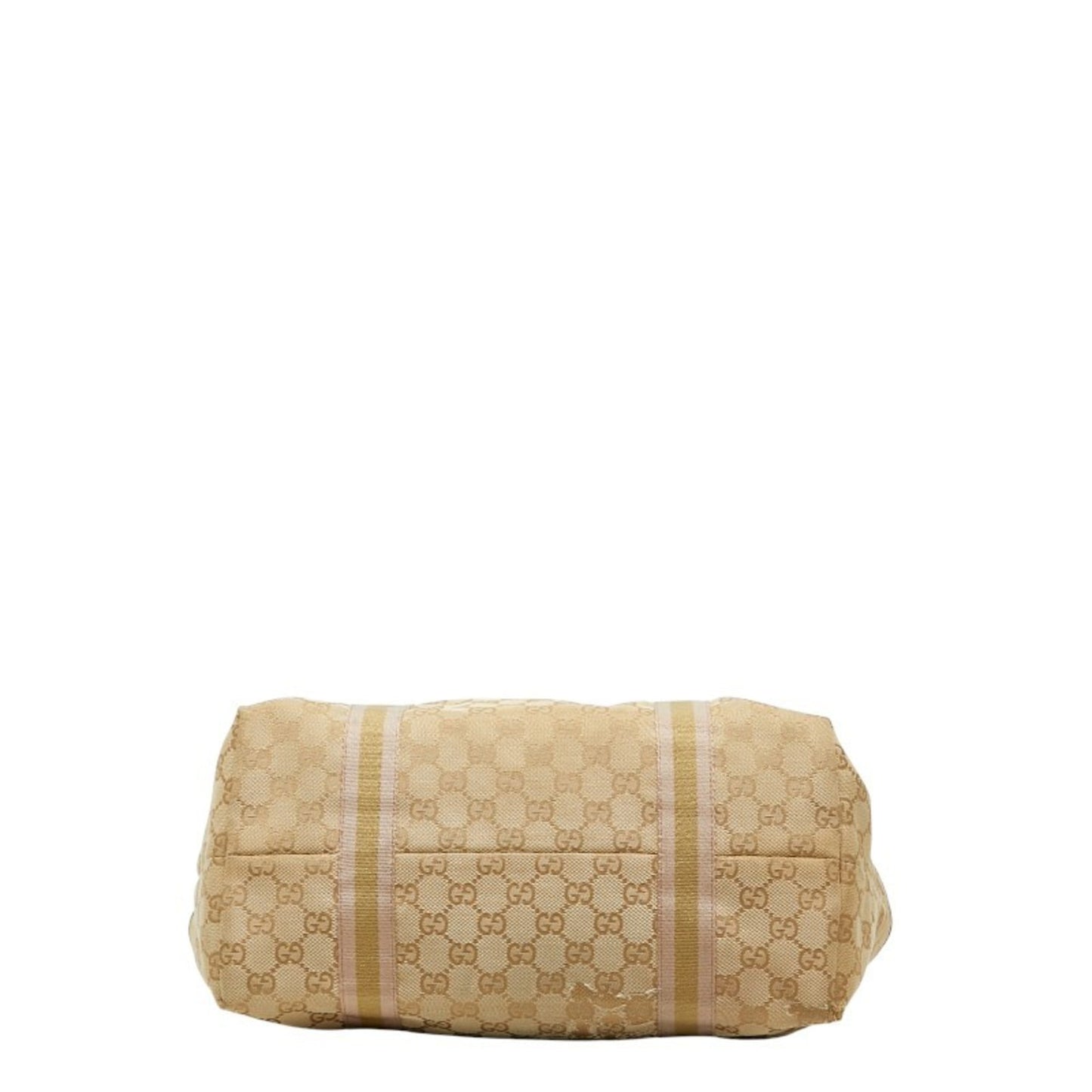 Gucci Brown Gold Canvas Leather Handbag Tote Bag ( )