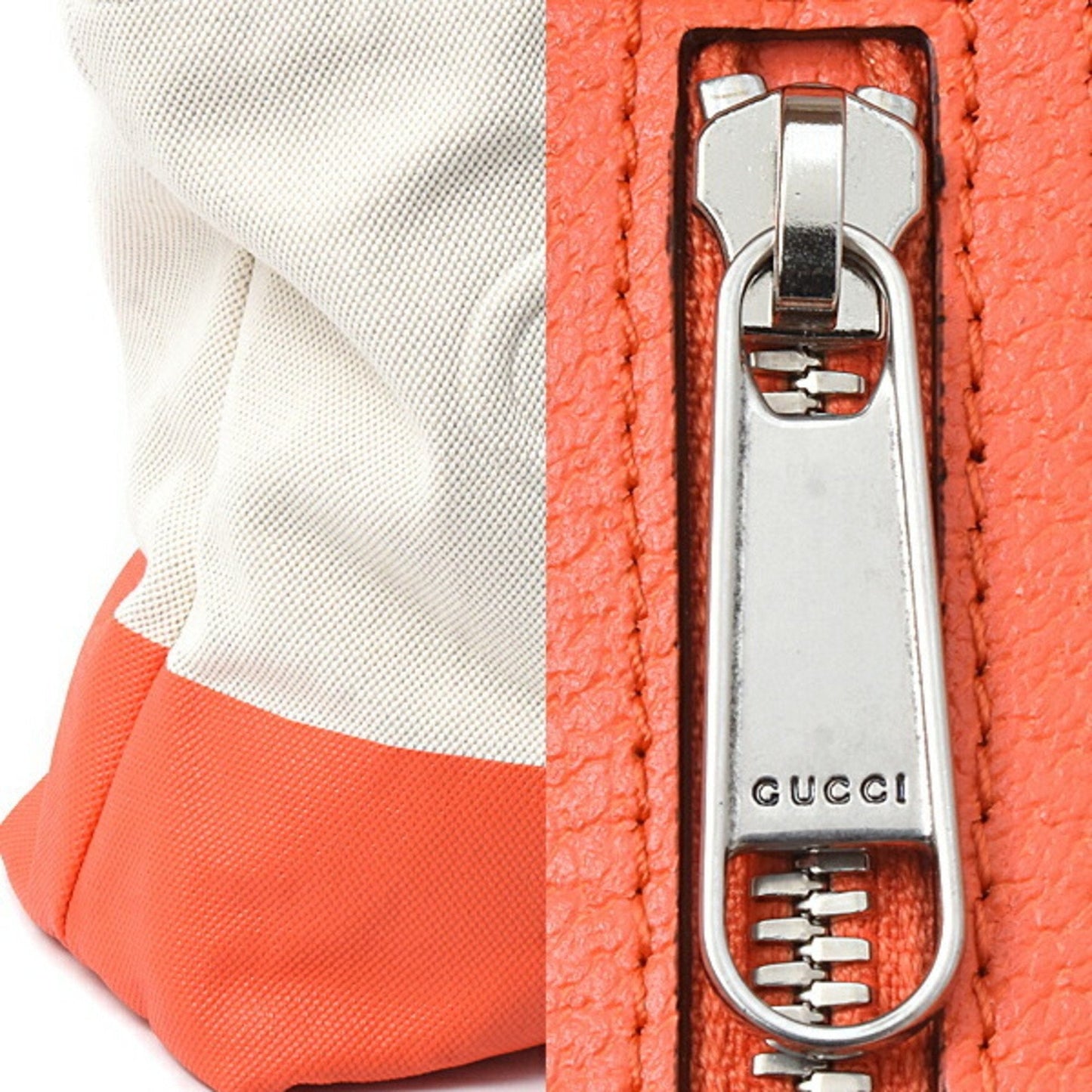 Gucci Orange White Canvas Handbag Tote Bag ( )