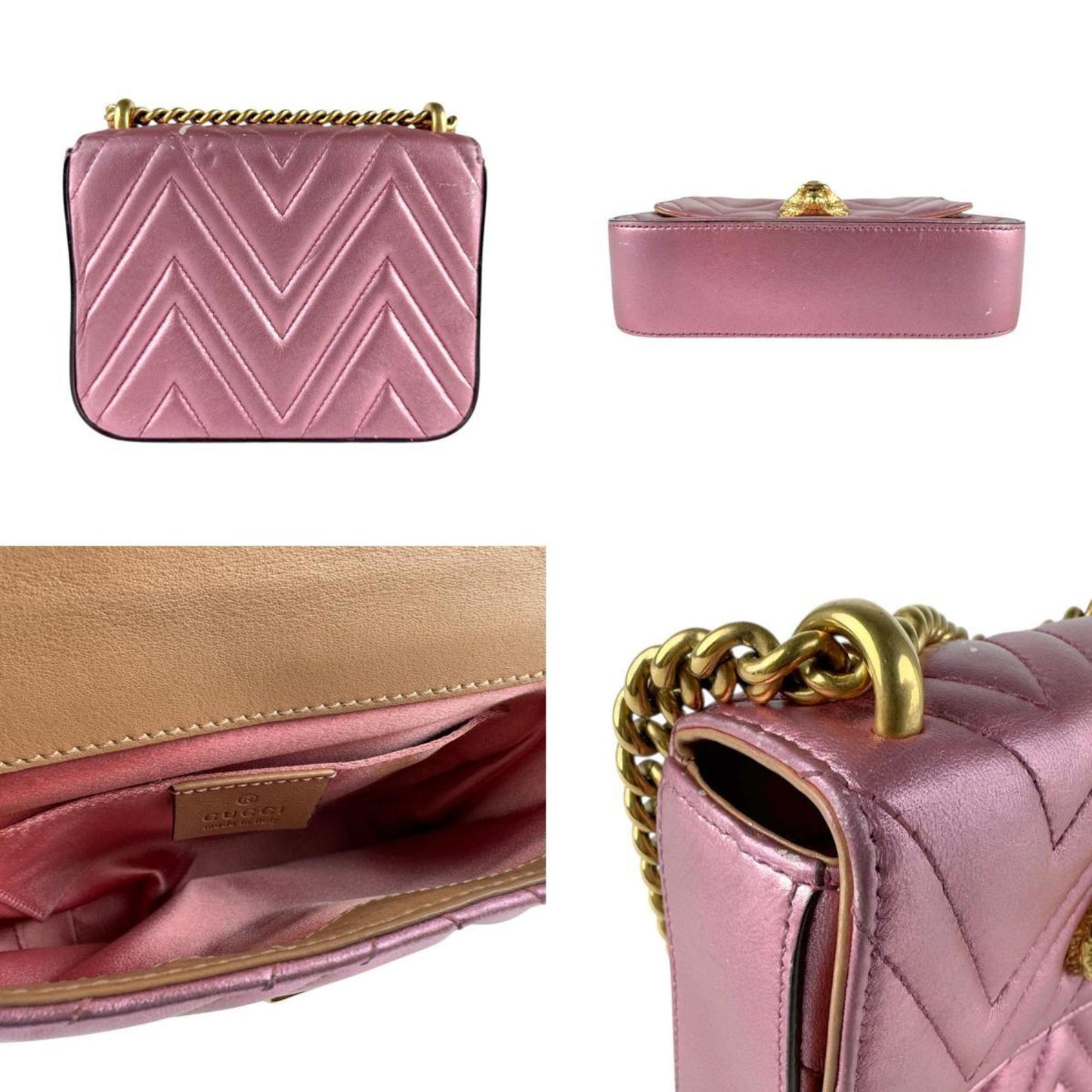Gucci Metallic Pink Leather Shoulder Bag ( )