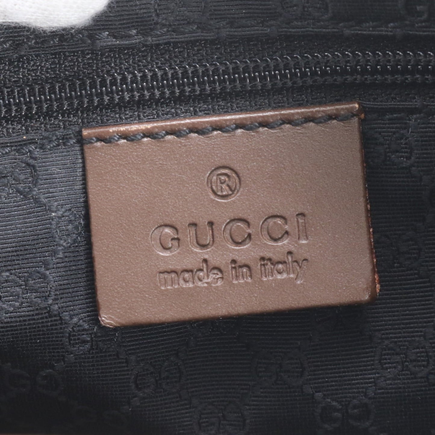 Gucci Brown Navy Leather Canvas Handbag Shoulder Bag ( )