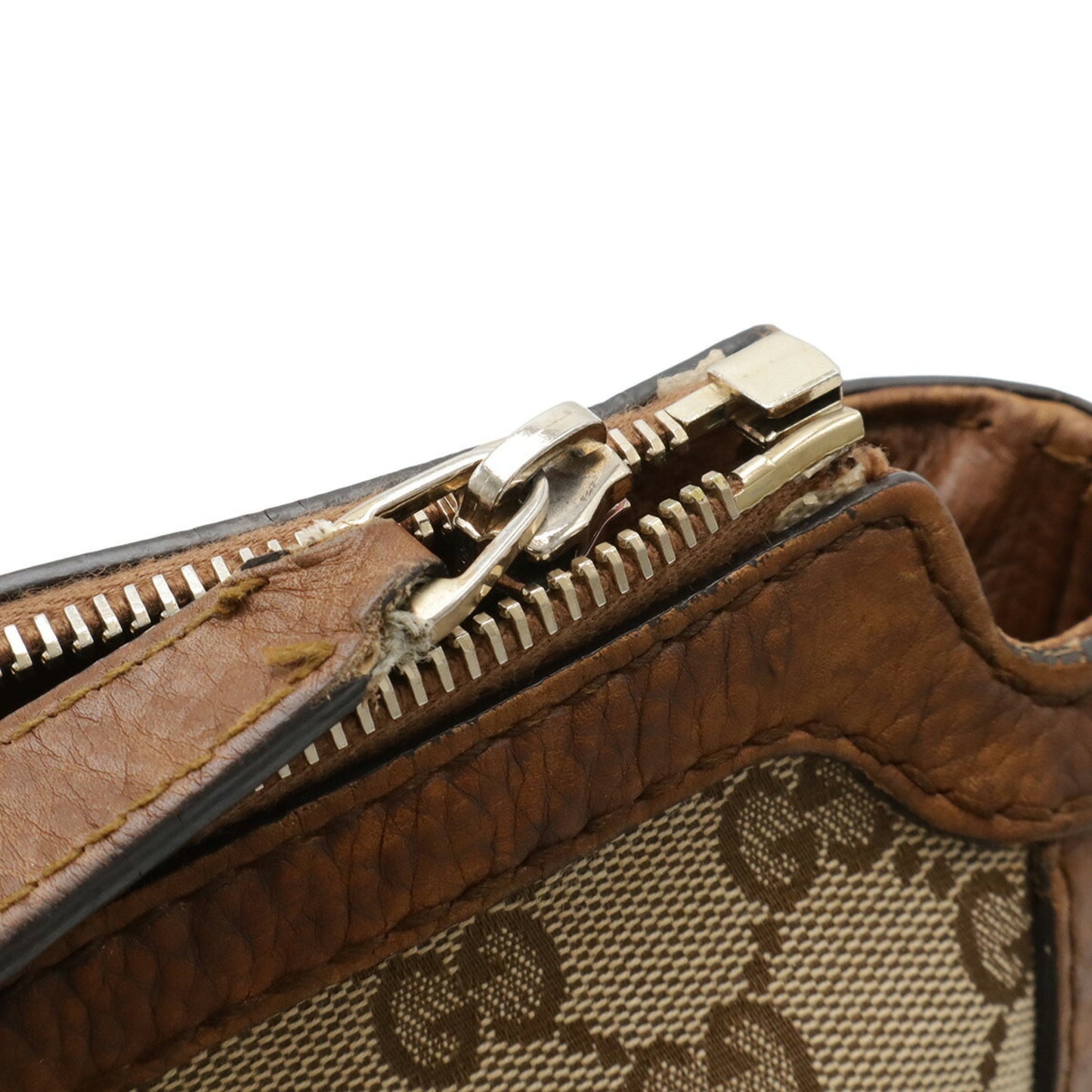 Gucci Gg Canvas Beige Brown Khaki Canvas Leather Shoulder Bag ( )