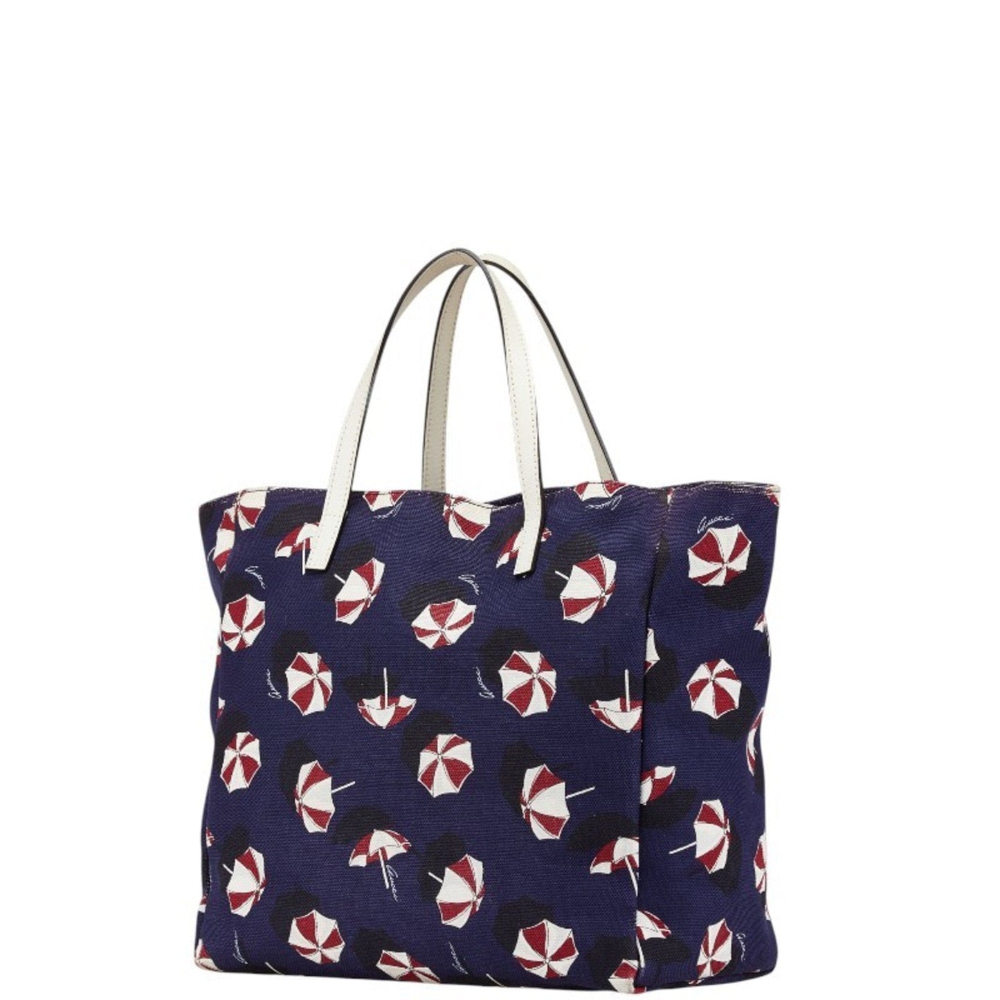 Gucci Multi-Color Navy Canvas Leather Handbag Tote Bag ( )