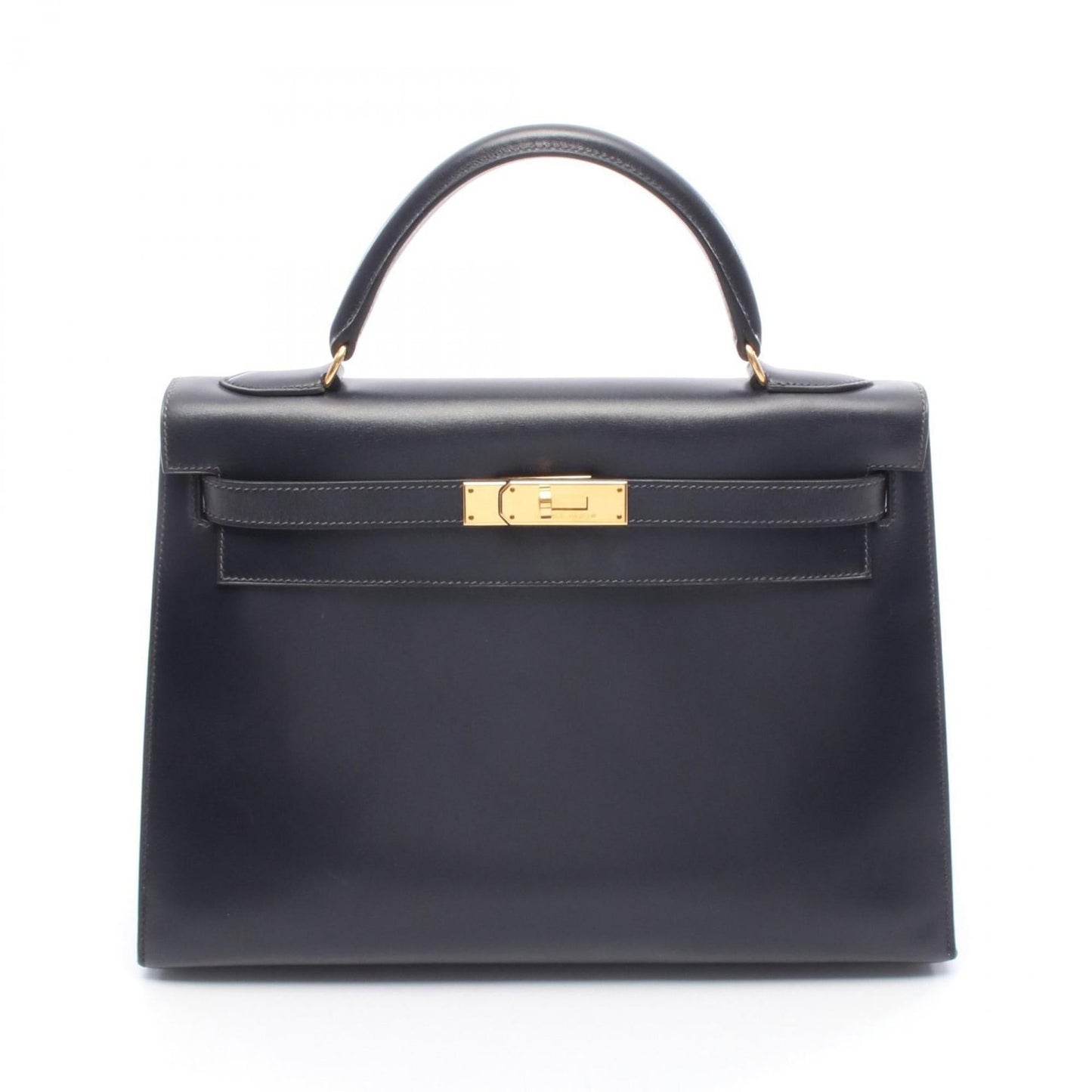 Hermes Navy Box Calf Leather Handbag ( )