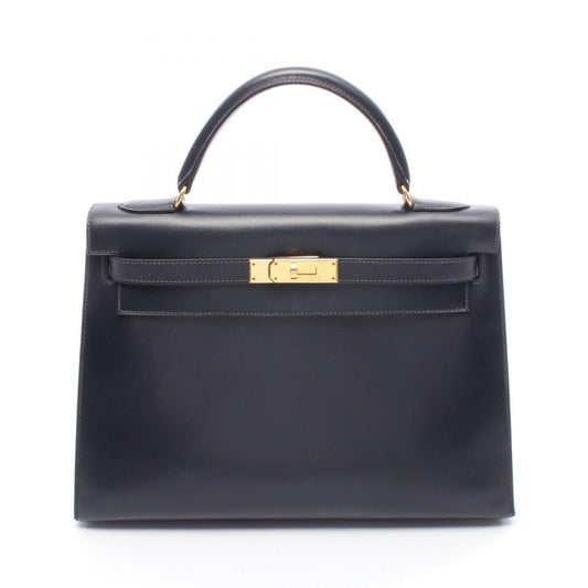 Hermes Navy Box Calf Leather Handbag ( )