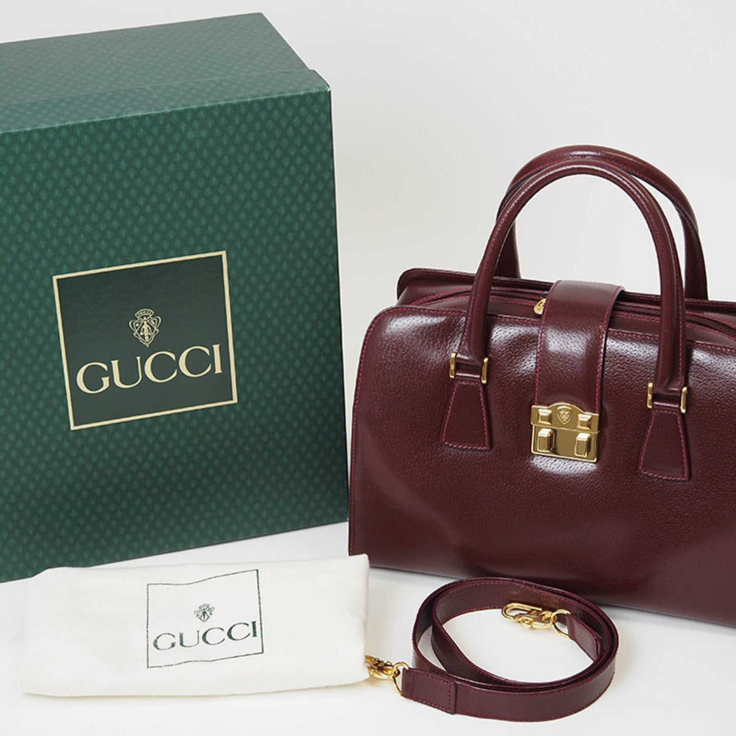 Gucci Bordeaux Leather Handbag ( )