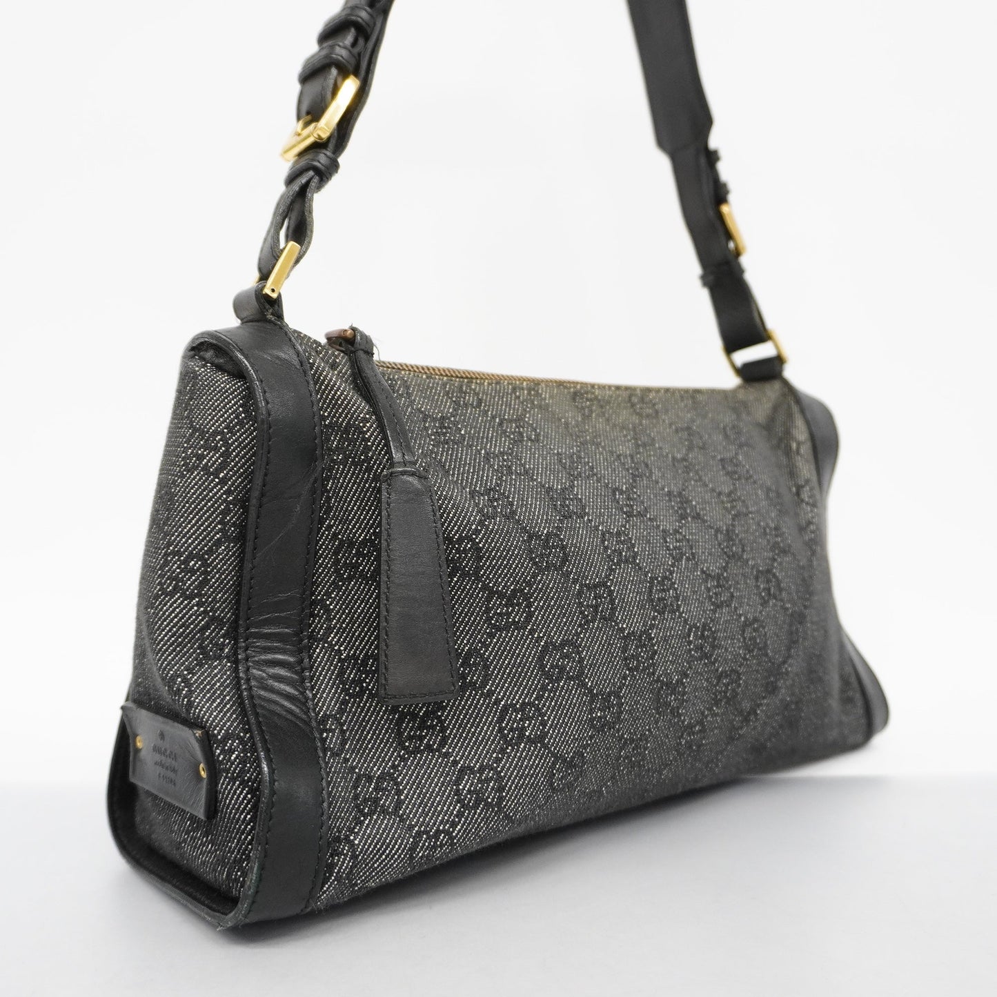 GUCCI Auth  GG Canvas Shoulder Bag 92706 Women's Leather Black