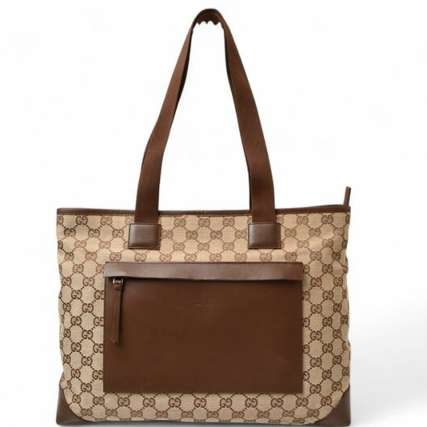 Gucci Brown Gg Beige Gg Canvas Tote Bag ( )
