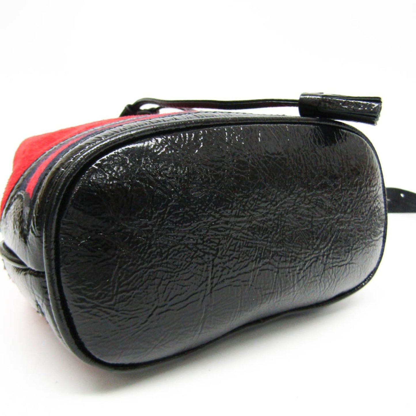 Gucci Black Navy Red Color Leather Suede Shoulder Bag ( )