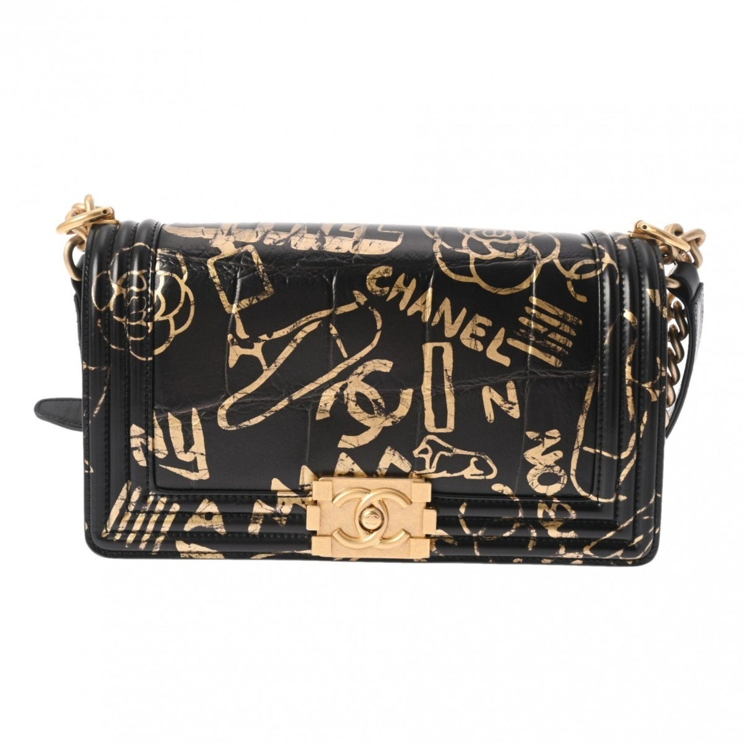 CHANEL Boy Chanel Chain Shoulder Black Women's Leather Bag