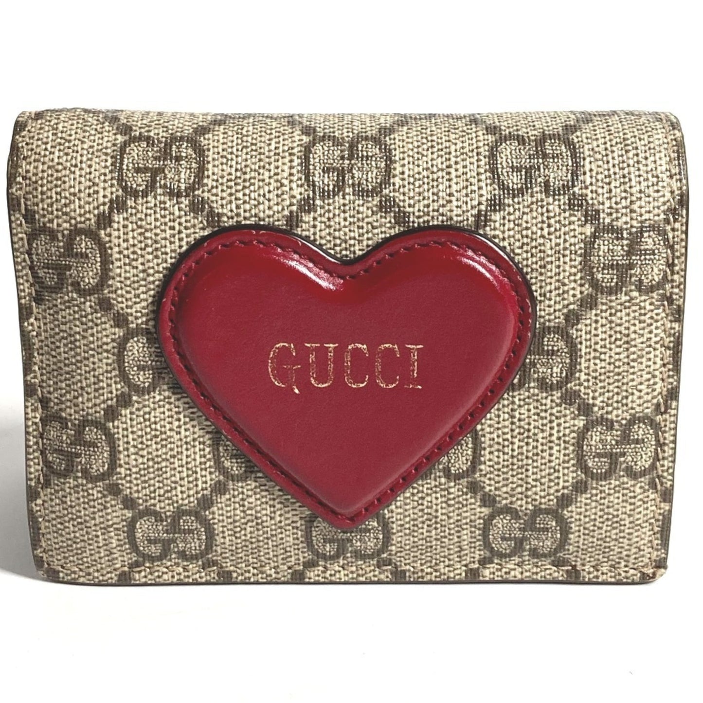 Gucci Gg Supreme Beige Red Color Gg Supreme Long Wallet (Bi-Fold) ( )