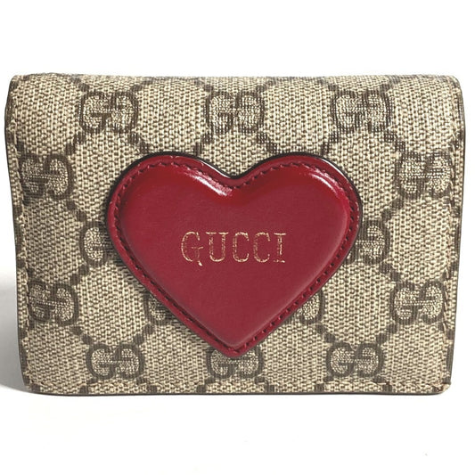 Gucci Gg Supreme Beige Red Color Gg Supreme Long Wallet (Bi-Fold) ( )