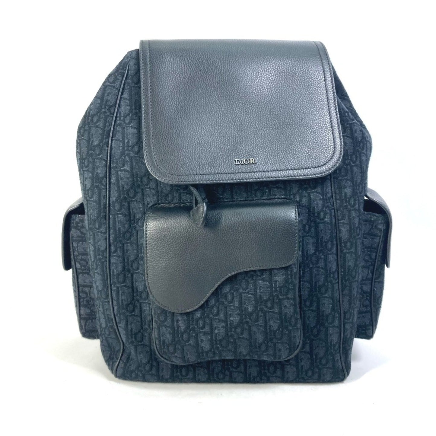 Christian Dior Black Navy Canvas Leather Backpack ()
