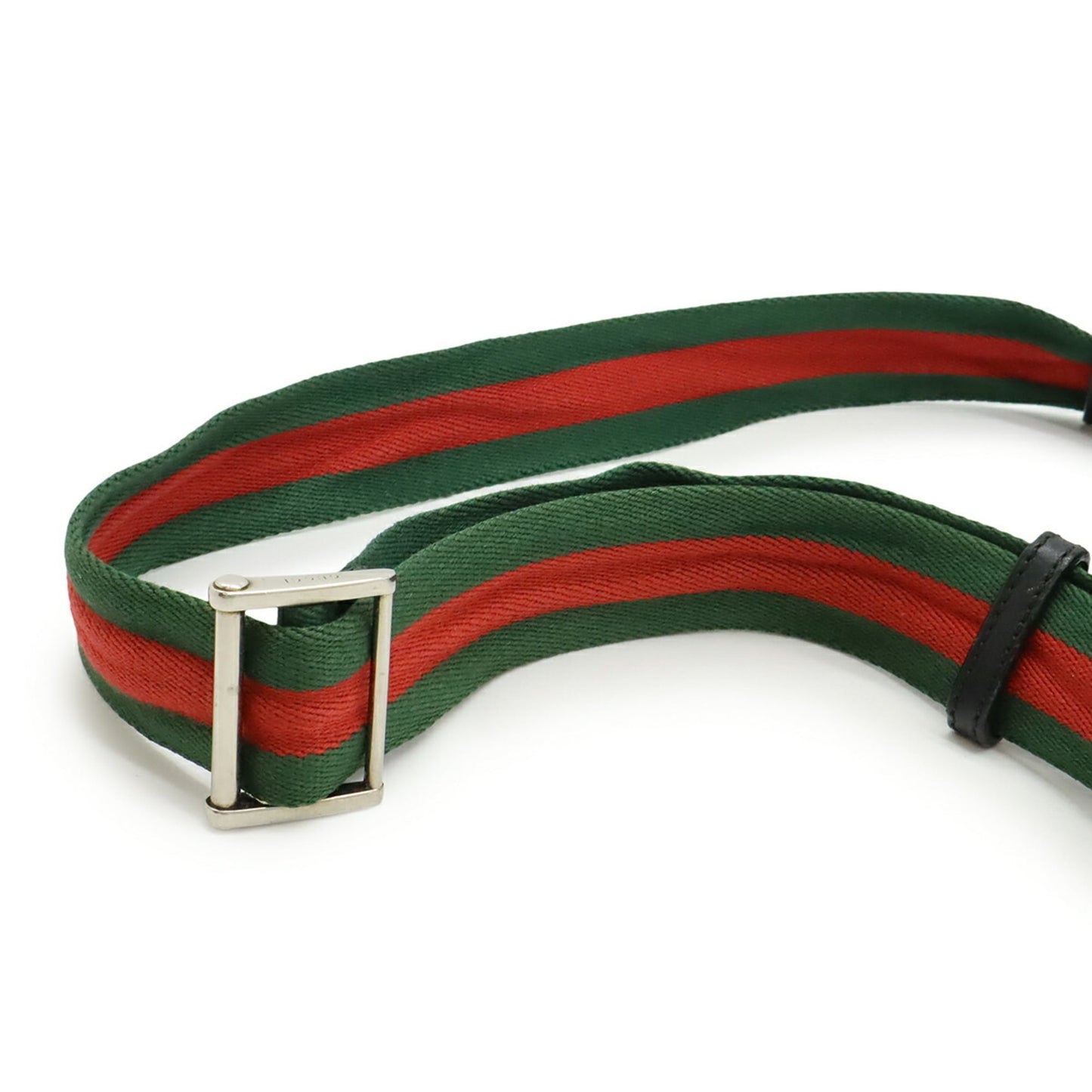 Gucci Black Green Red Color Nylon Canvas Leather Shoulder Bag Sling Bag ( )